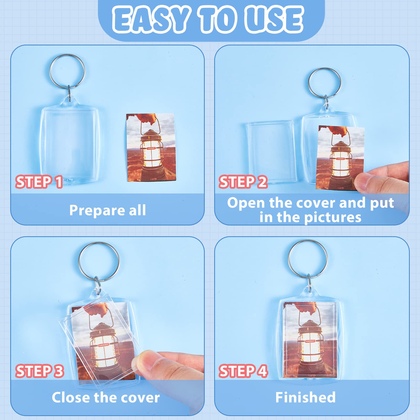 300 Pcs Graduation Keychains for Class of 2025 - Clear Acrylic Photo Frame Keyrings (2.2 x 1.6 Inch) - Bulk Graduation Gifts for Him & Her - Perfect for Yearbook Photos, Party Favors & Commencement Souvenirs