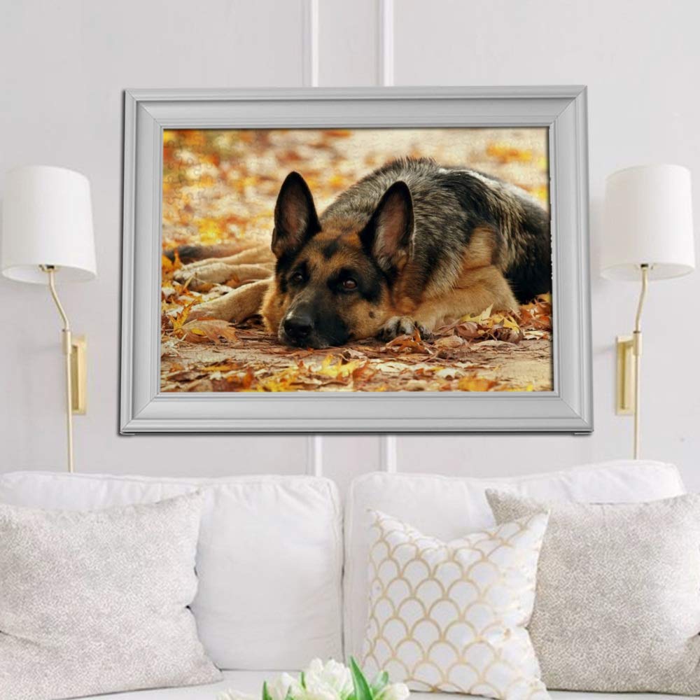 300 Piece Jigsaw Puzzle for Adults - German Shepherd Dog Landscape Art - Challenging Puzzle Game for Family Night, Stress Relief & Home Decor