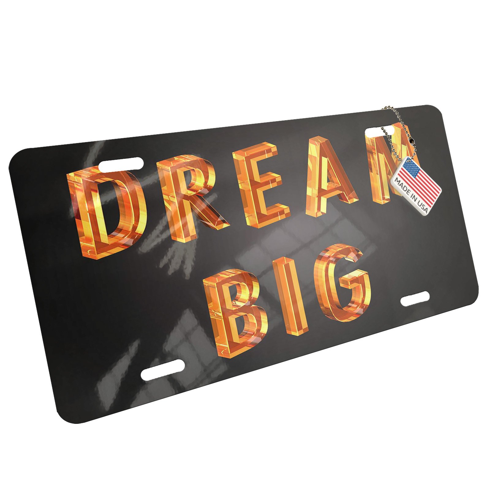 Custom Metal License Plate - Dream Big with Diamond Glass Lettering - Perfect for Car Decoration, Home Wall Art & Personalized Gifts