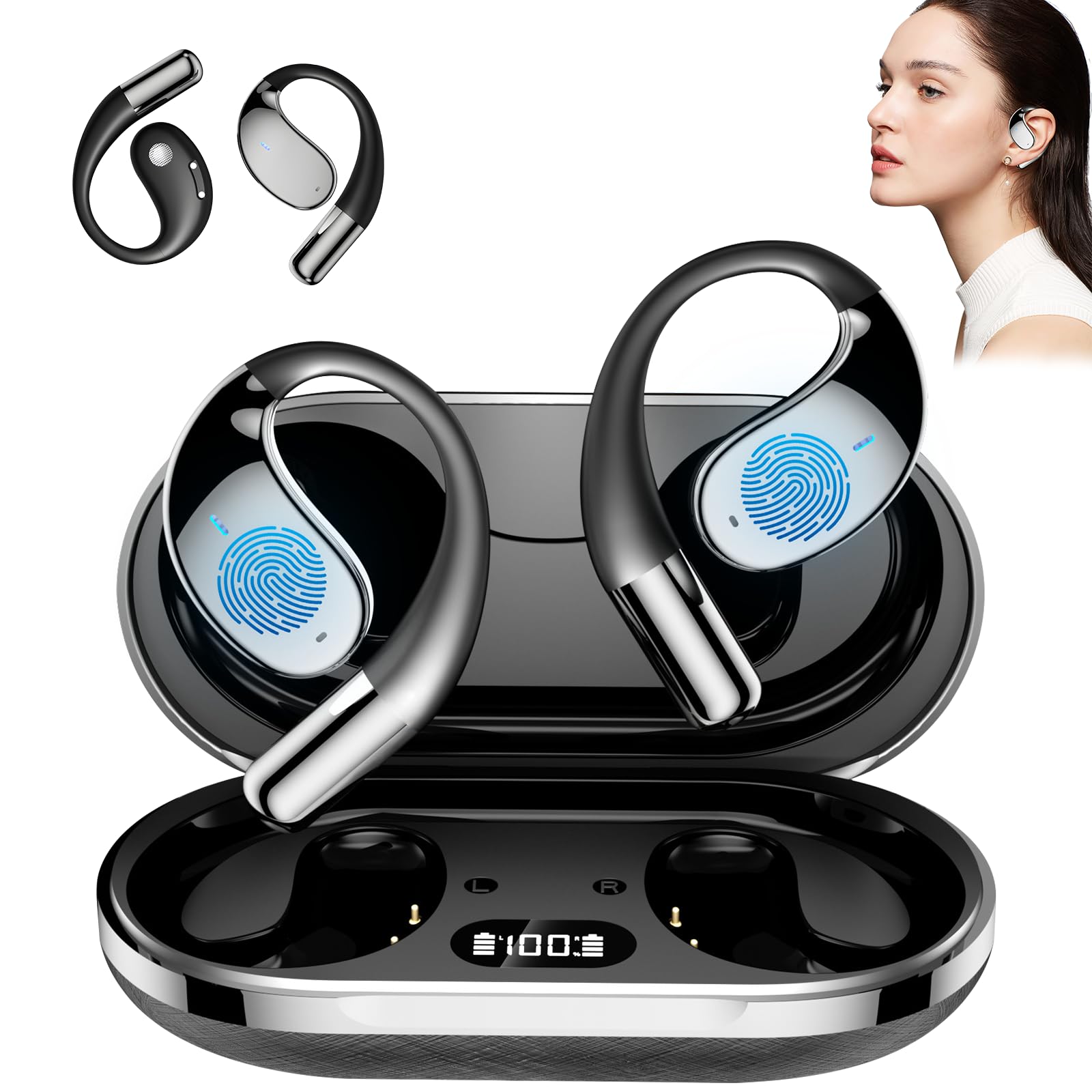 AI Translator Earbuds with 144 Languages Real-Time Translation - 3-in-1 Wireless Earbuds for iOS & Android - Perfect for Business Travel, Study & International Meetings