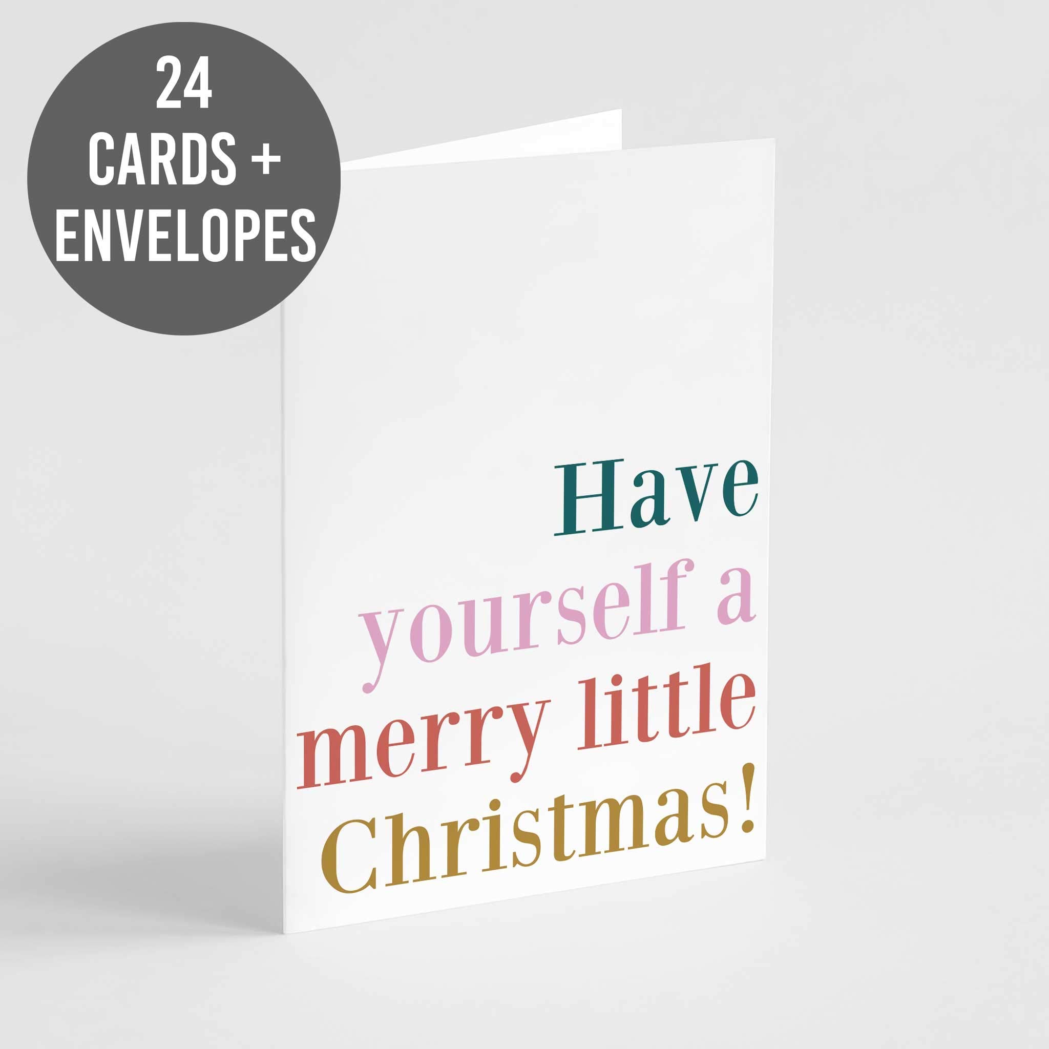24 Premium Modern Christmas Cards with White Envelopes | Merry Little Christmas Design | Personalized Holiday Stationery Printed in USA | Perfect for Family Greetings, Office Gifts & Festive Correspondence