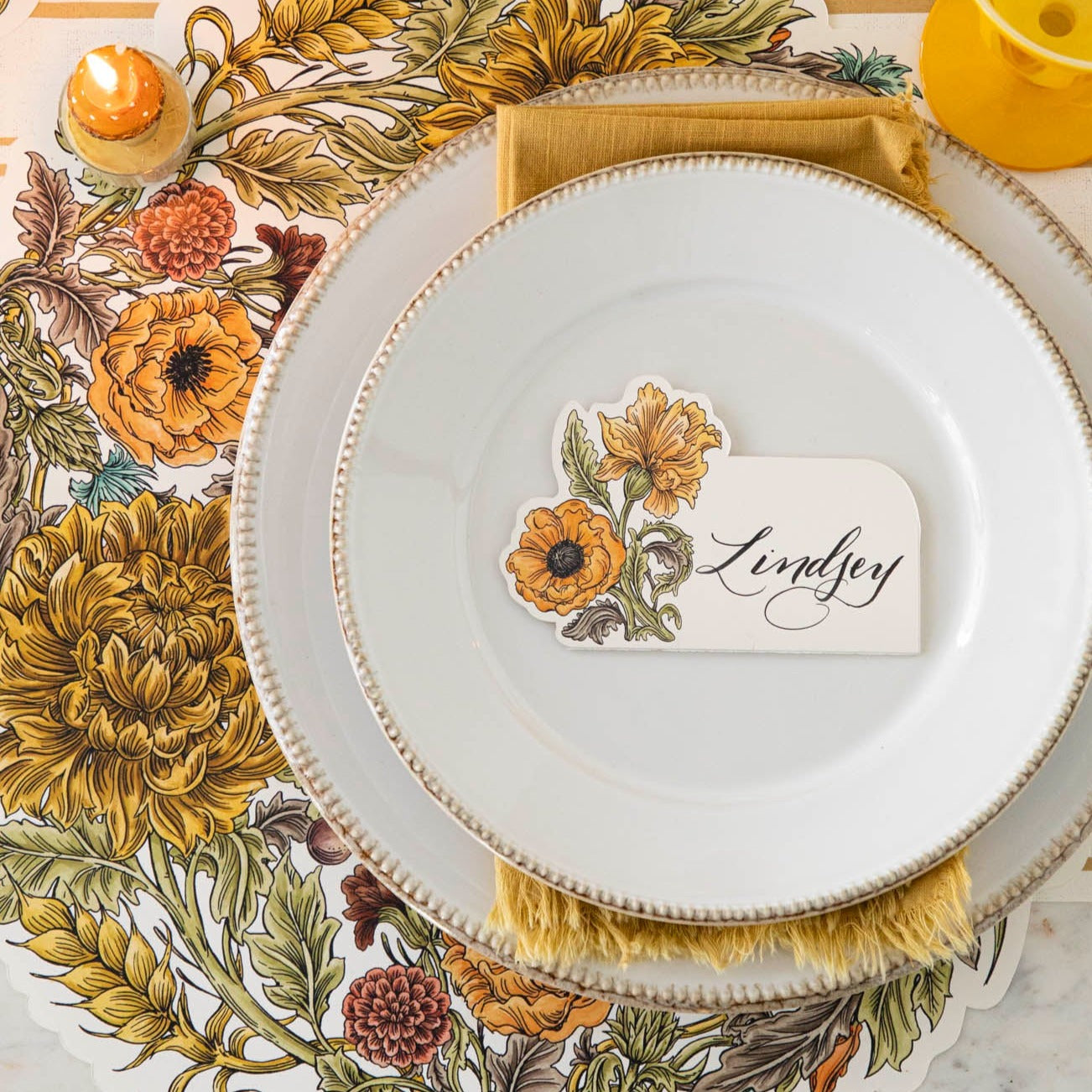 Elegant Autumn Acanthus Place Cards for Wedding, Thanksgiving & Dinner Parties - Premium Name Card Holders for Table Setting Decor