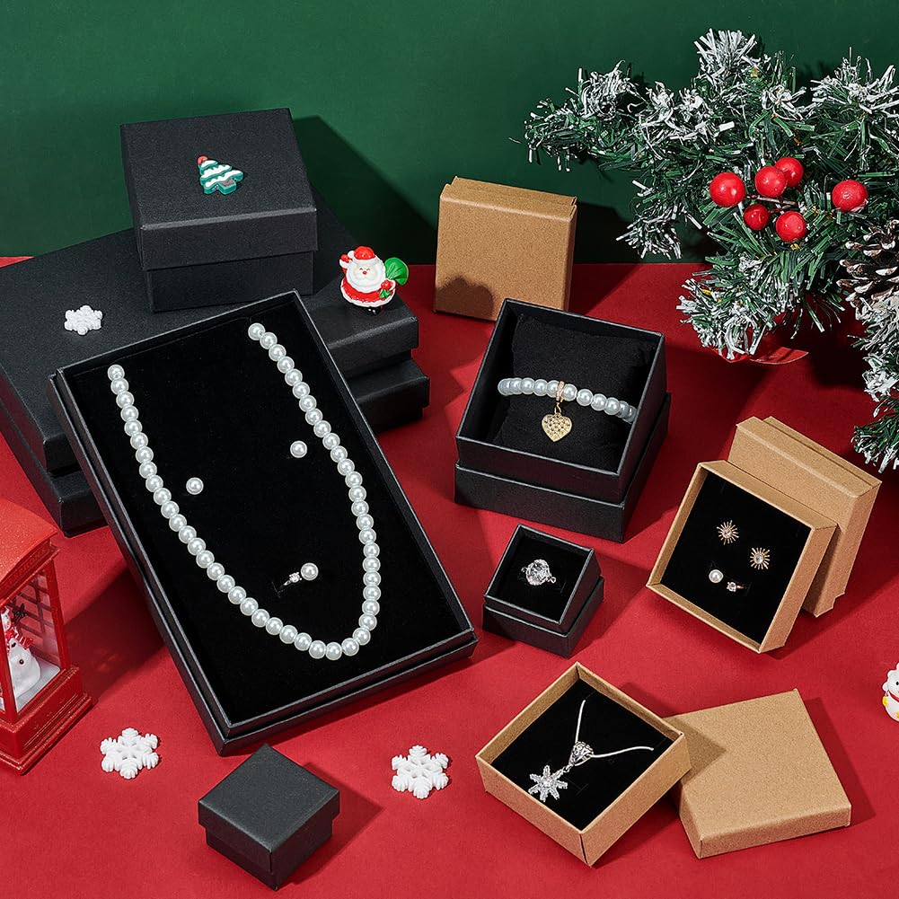 BENECREAT 16Pcs 2.75x2.75x1 Inch Square Kraft Jewelry Gift Boxes for Necklace, Earrings & Rings - Wedding, Party Favors, Bridesmaid Gifts & Retail Packaging