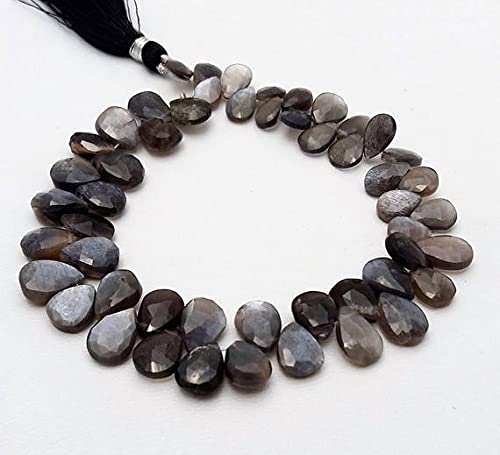 Natural Grey Moonstone Faceted Pear Shaped Beads - 6x8mm to 7x11mm, 8