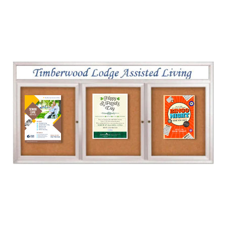 Premium Enclosed Indoor Cork Bulletin Board with Rounded Corners - Custom Header Options for Office, Classroom & Home Organization (2 & 3 Door Styles) | Perfect for Notes, Memos & Decorative Displays