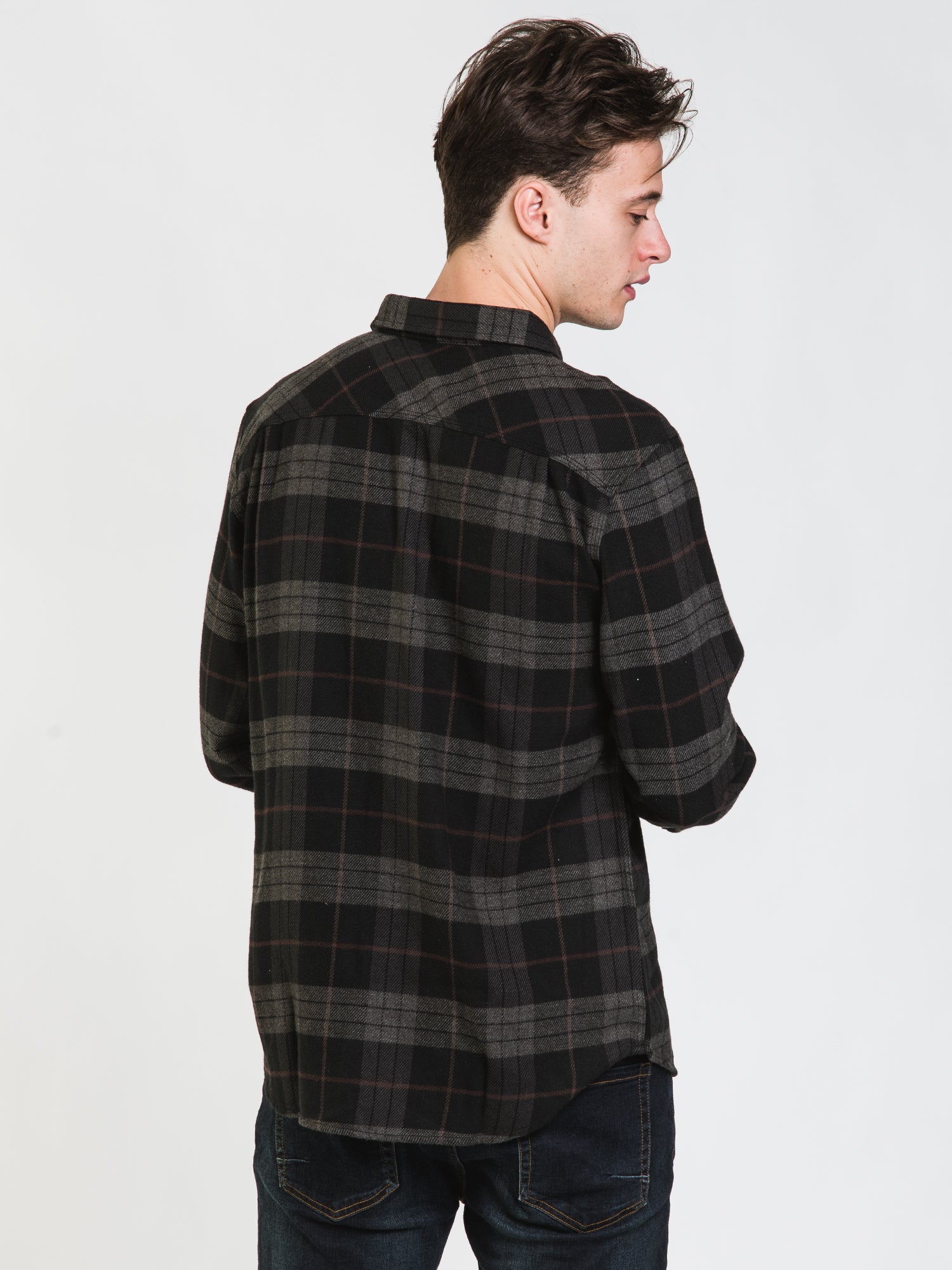 Brixton Bowery Long Sleeve Flannel Shirt for Men - Soft Plaid Button-Up Shirt, Casual & Comfortable (Clearance Sale) - Perfect for Fall Layering, Outdoor Adventures & Streetwear Fashion