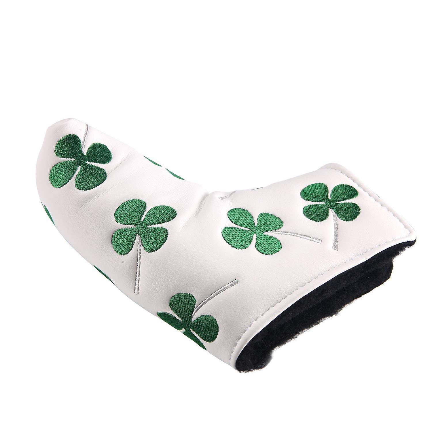 Lucky Clover Blade Golf Putter Headcover - Premium Leather Husky Animal Design for Golf Clubs - Perfect Replacement Cover for Golf Enthusiasts (White) - Ideal for Golf Course, Driving Range, and Practice Sessions