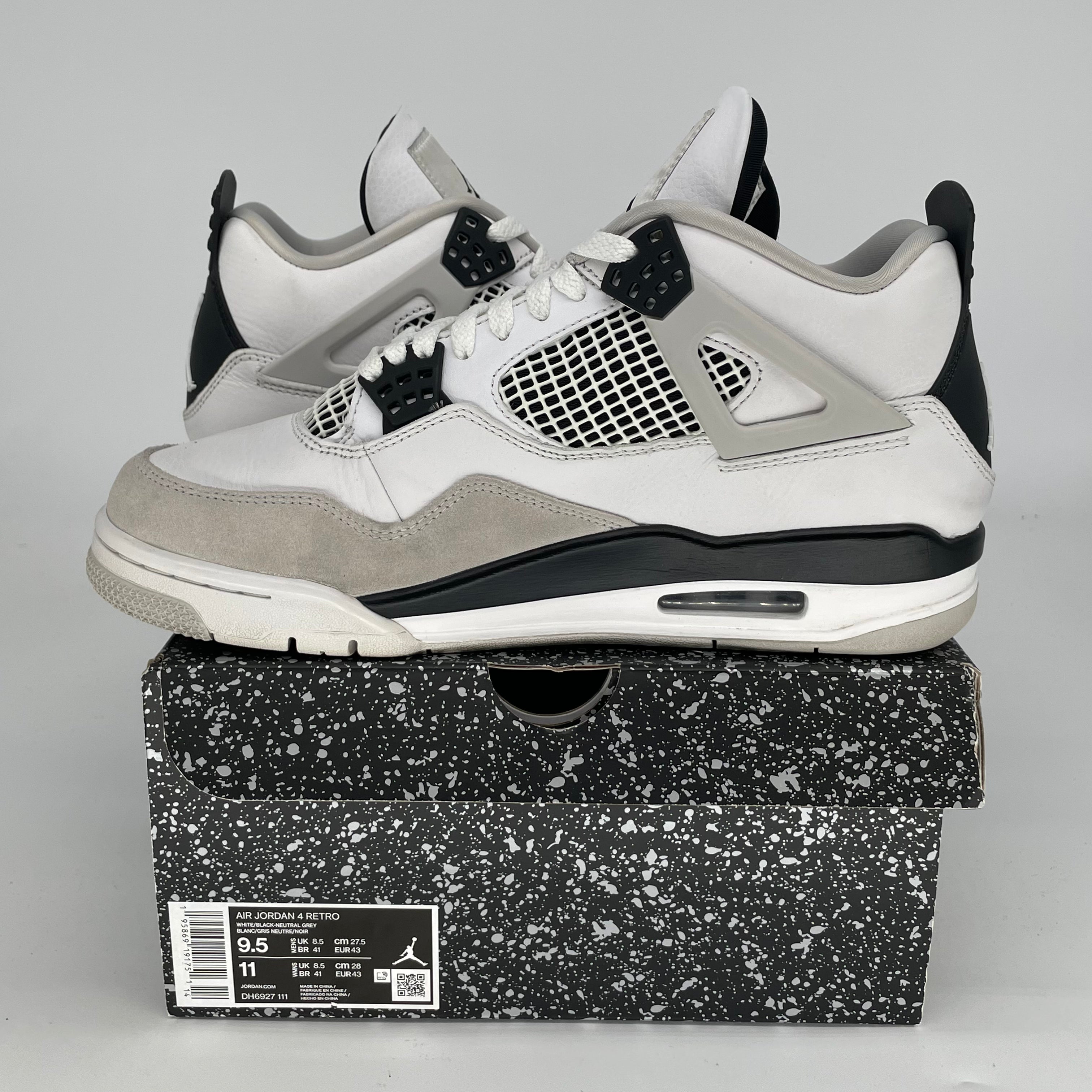 Air Jordan 4 Retro Military Black Men's Shoes Size 9.5/11W (DH6927-111) - Basketball Sneakers for Sports & Casual Wear
