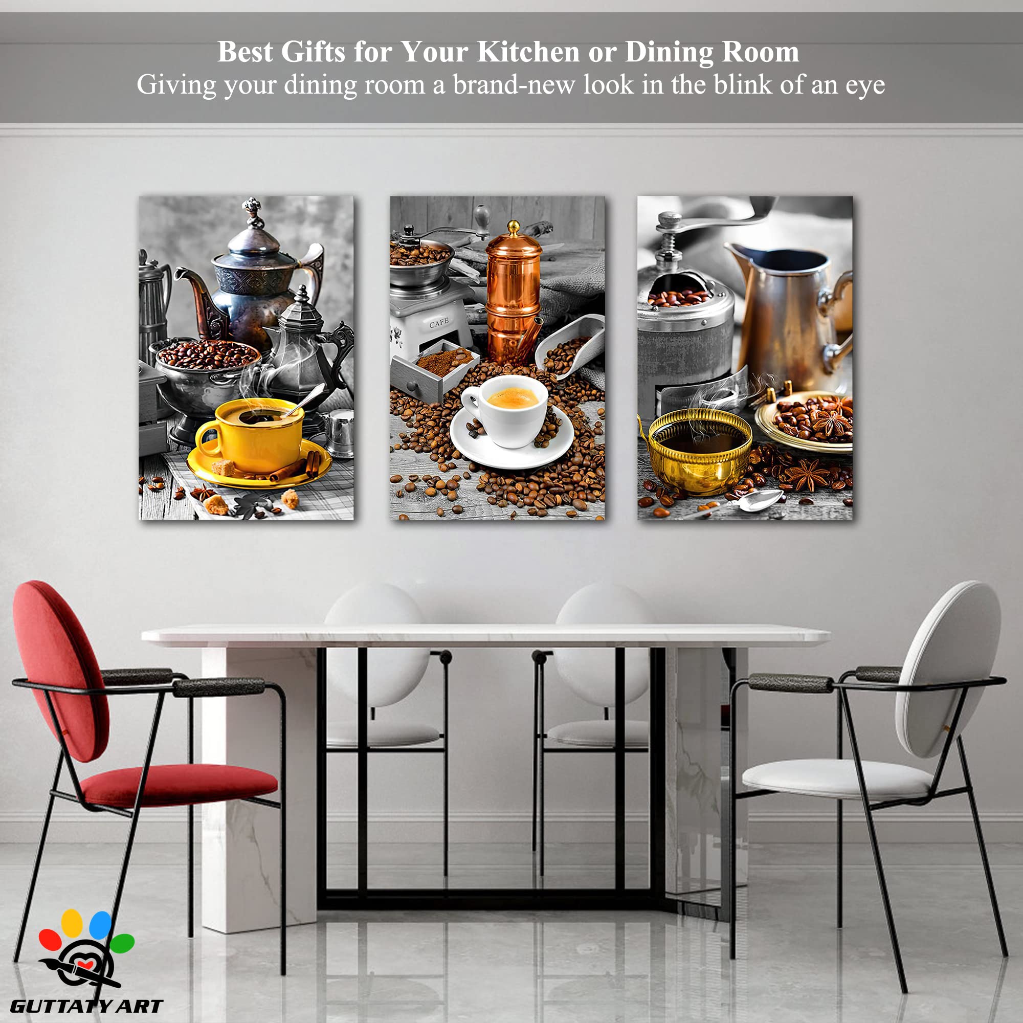 GUTTATY Modern Coffee Canvas Wall Art Set - 3 Piece 24