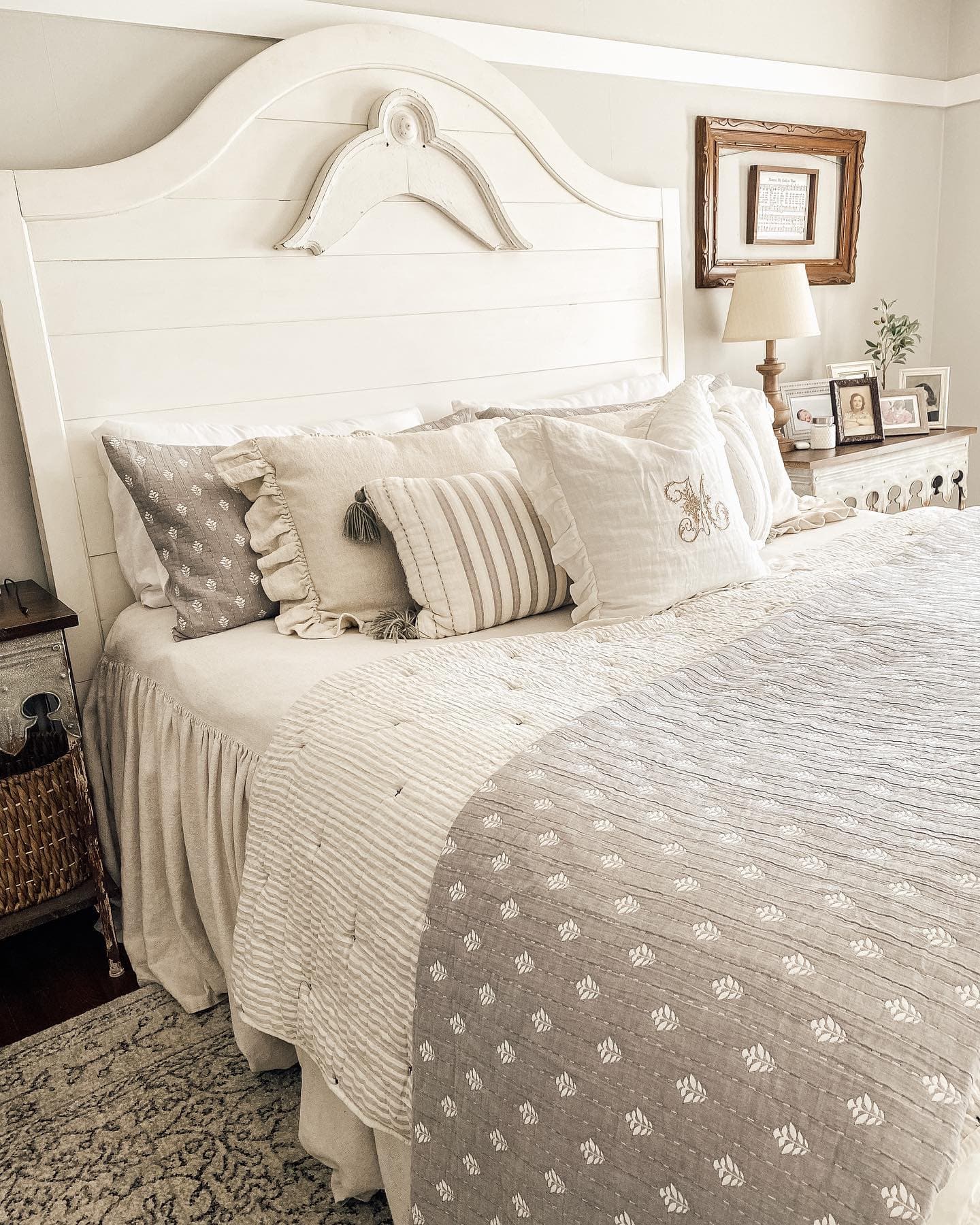 Hygge Kantha Hand-Stitched Yarn-Dyed Cotton Jacquard Quilt Coverlet Set - Cozy Bedding for Boho Chic & Farmhouse Style Bedrooms