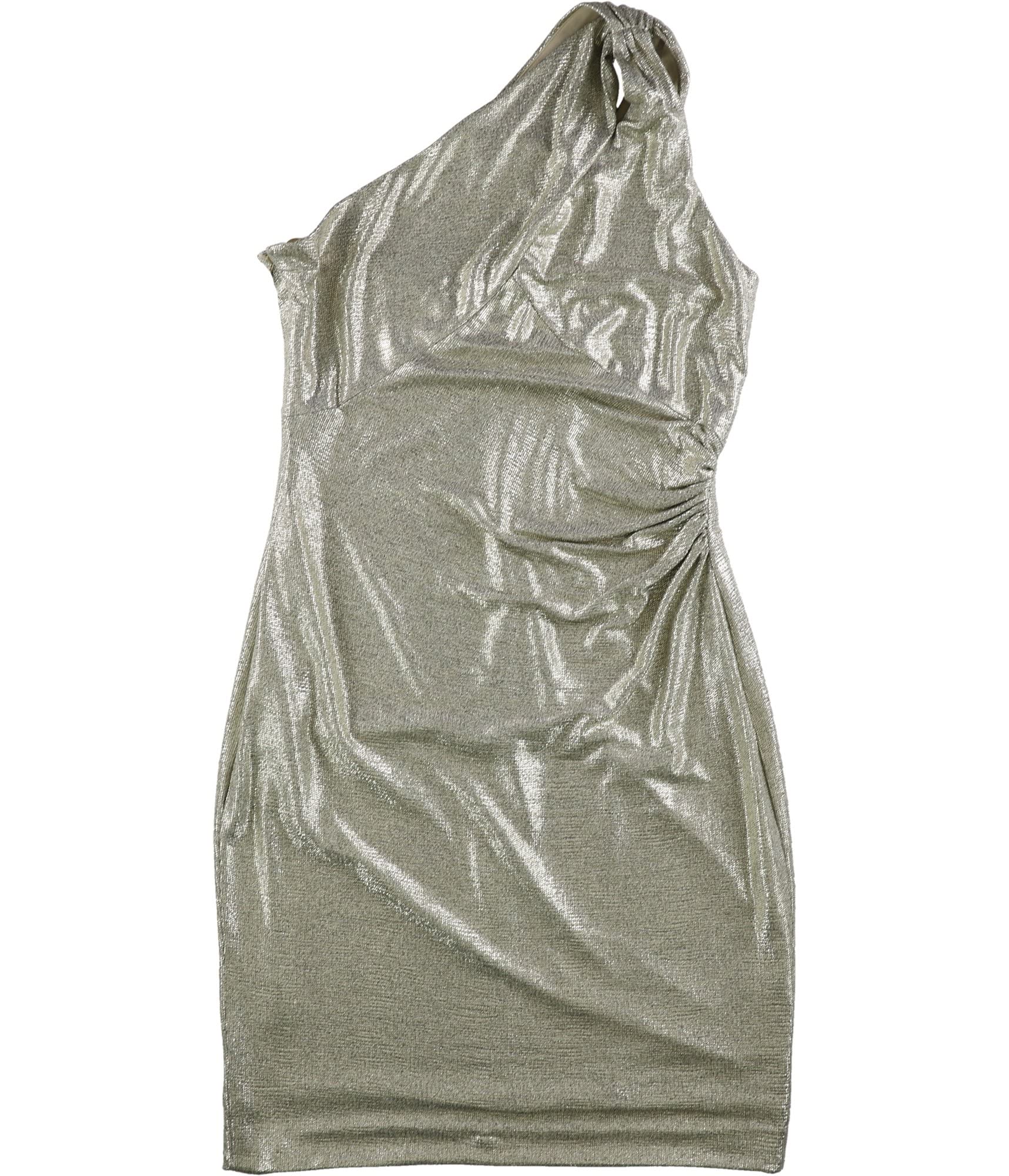 Ralph Lauren Women's Sleeveless Asymmetrical Bodycon Dress - Metallic Gold, Size 6 | Slim Fit Party Cocktail Dress for Night Out, Club Wear, Evening Events