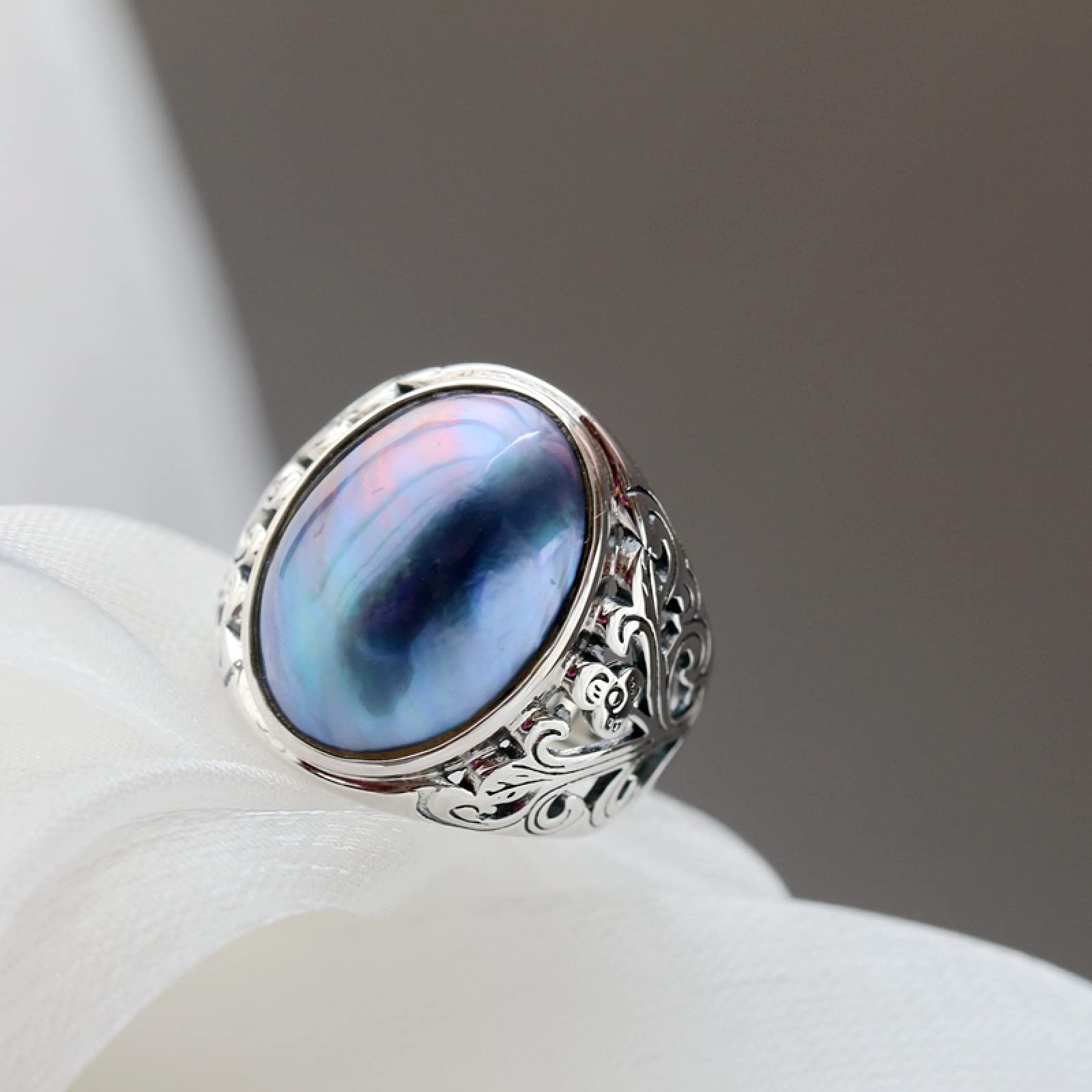 YUANYIRAN Adjustable Pearl Ring for Women - Vintage Open Mabe Pearl Ring, Elegant Fine Jewelry Gift for Christmas, Wedding, Party | Perfect for Daily Wear, Date Night & Special Occasions