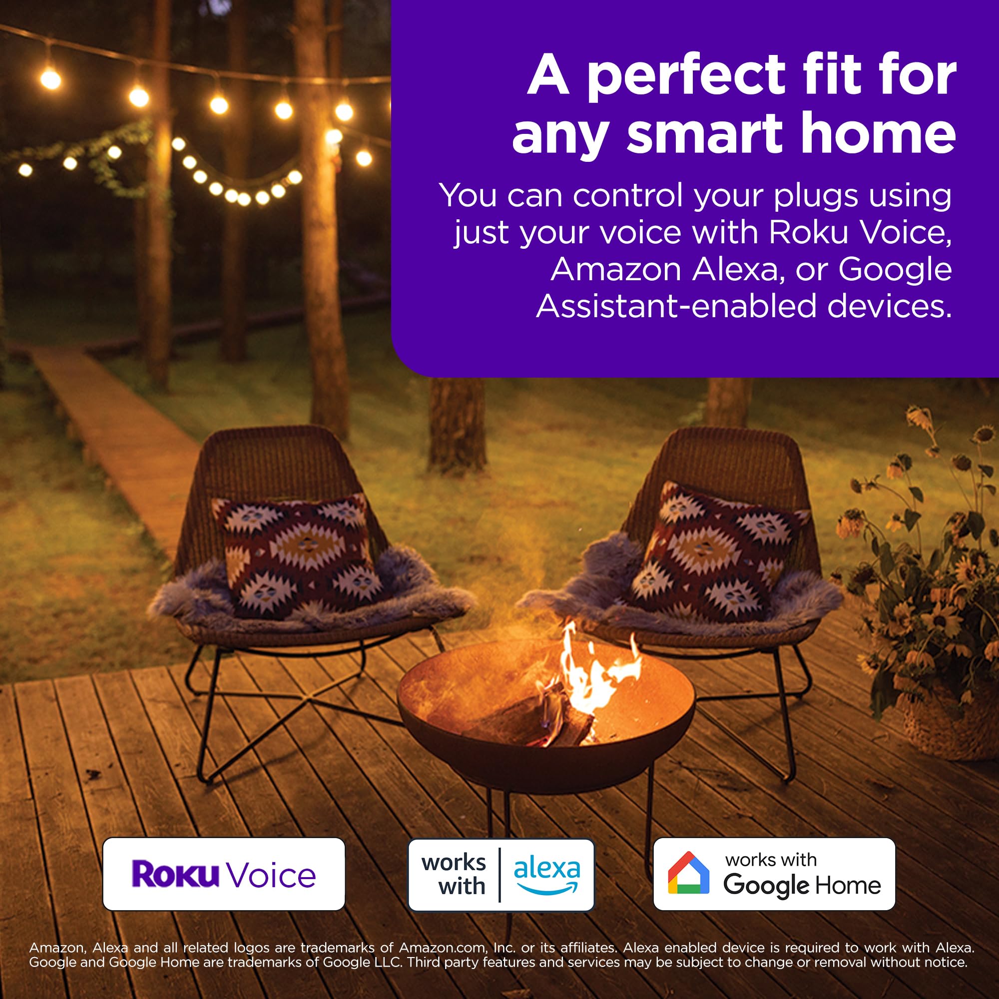 Roku Smart Home Outdoor WiFi Smart Plug - Works with Alexa & Google Assistant, No Hub Required - IP64 Weatherproof - Custom Scheduling & Timer - Ideal for Patio Lights, Holiday Decorations & Outdoor Appliances