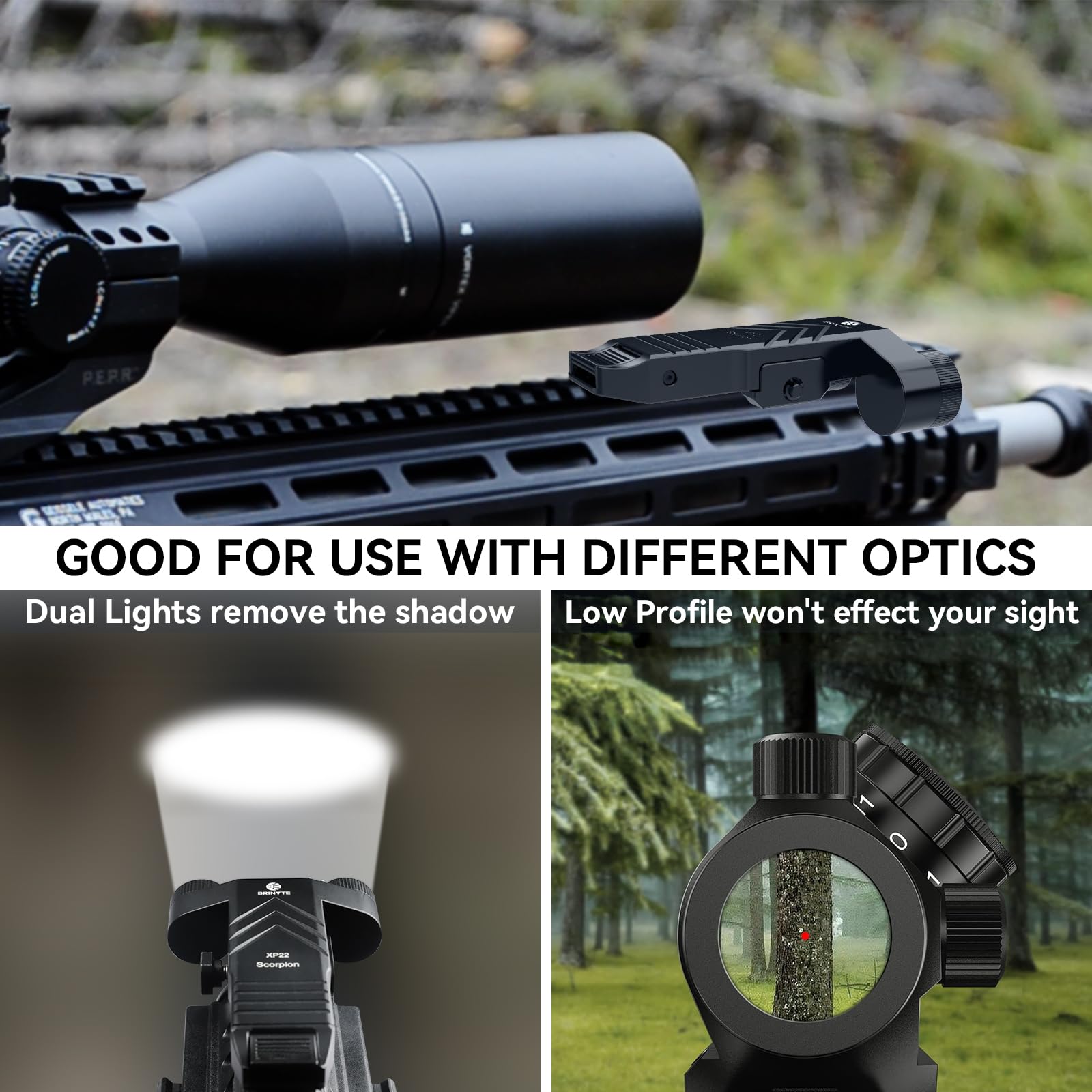 Brinyte XP22 1300 Lumens Tactical Flashlight with Strobe - Compact Picatinny Rail Mount Weapon Light, Magnetic USB Rechargeable, Built-in Pressure Switch - Perfect for Hunting, Camping, Home Defense & Emergency Use