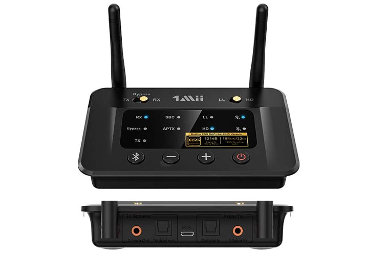 1Mii B03 Pro Bluetooth 5.0 Transmitter & Receiver with ESS DAC, AptX HD, Optical Audio - Wireless Audio Adapter for TV, PC, Home Theater & Gaming Systems