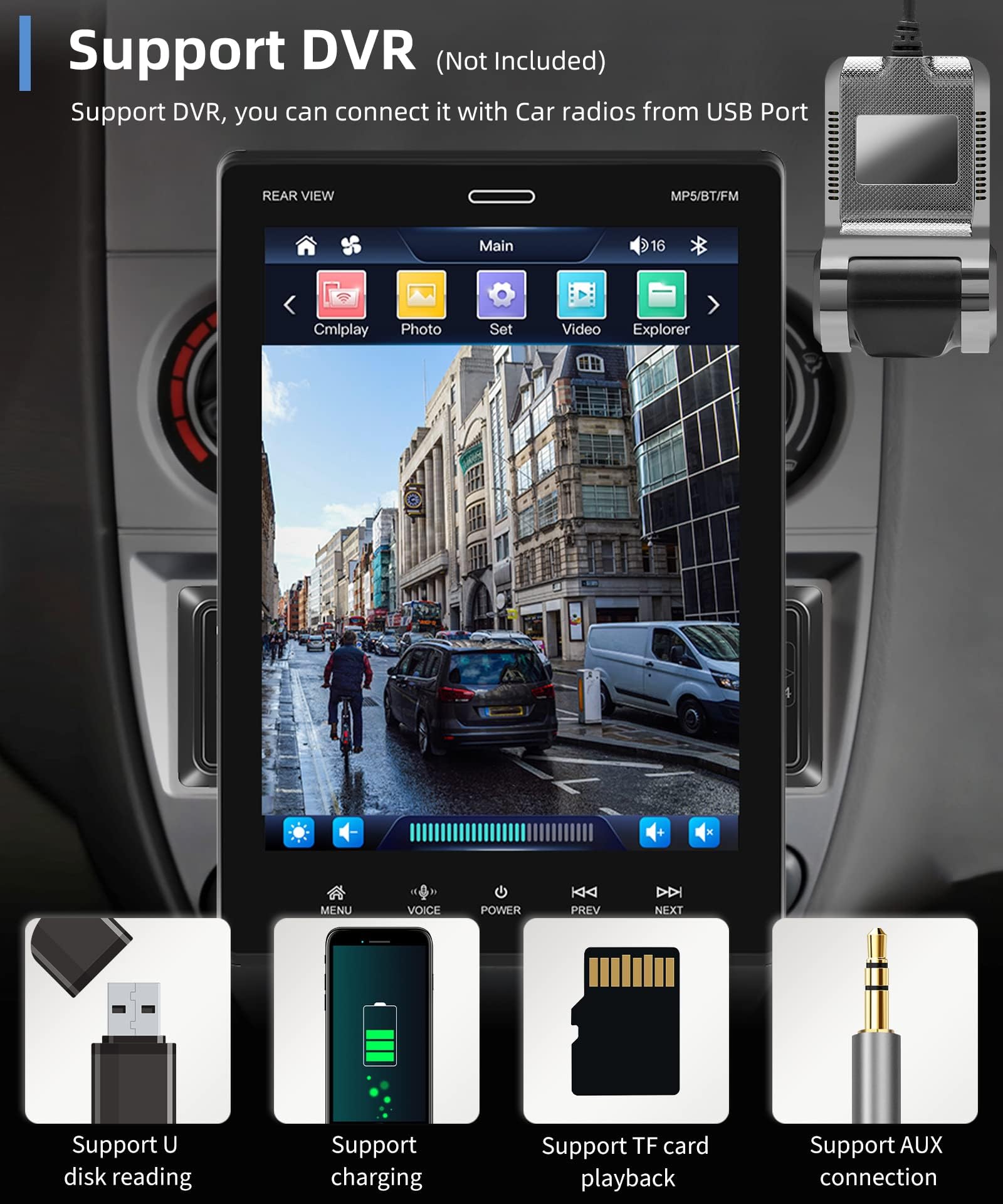Podofo Single Din Car Stereo with 9.5