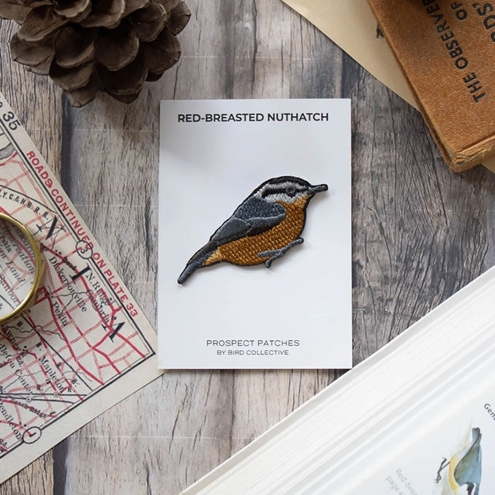 Bird Collective Red Breasted Nuthatch Iron-On Patch - Cute Embroidered Bird Badge for Jackets, Hats & Backpacks - Perfect for Nature Lovers & Outdoor Enthusiasts