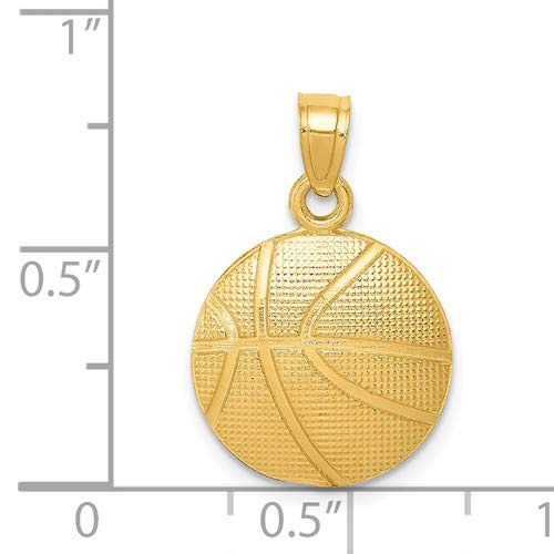 Roy Rose Jewelry 14K Yellow Gold Basketball Pendant Necklace for Men - Elegant Sports Jewelry Gift for Basketball Lovers, Players & Fans - Perfect for Games, Parties & Special Occasions