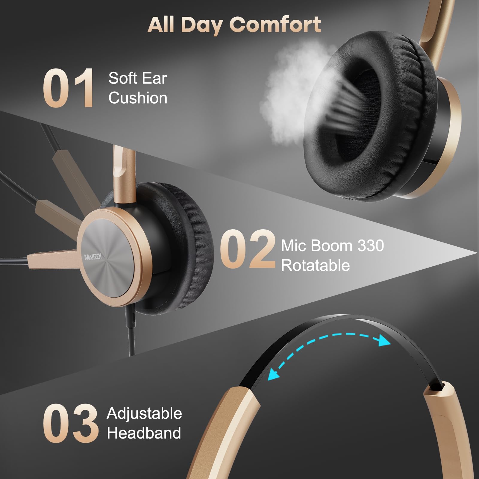 Noise Canceling Office Headset with RJ9 & 3.5mm Jack - Compatible with Polycom, Avaya, Nortel, Aastra Phones - Perfect for Call Centers, Business Calls, and Remote Work on Landline, Cell Phone, PC & Laptop