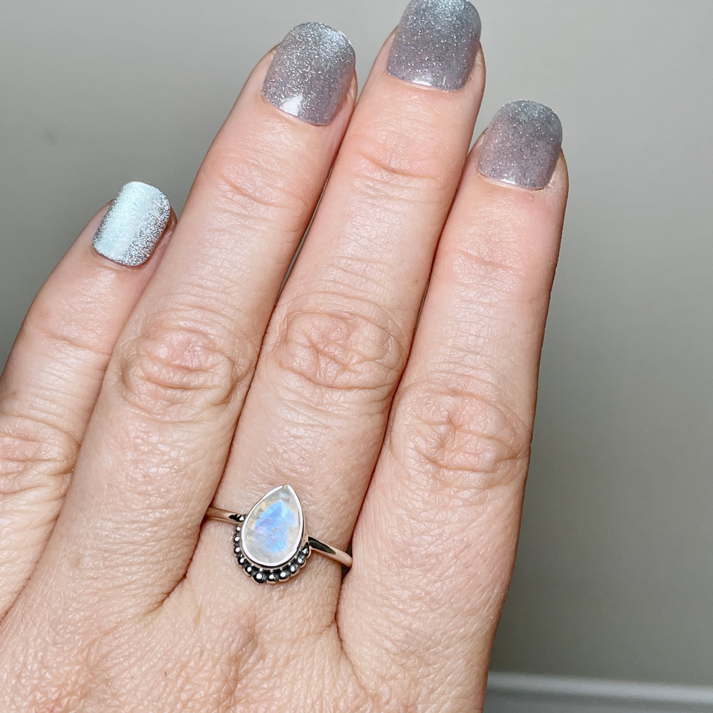 Moonstone Teardrop Faceted Fine Band Ring R3800 MS - Elegant Dainty Jewelry for Women, Perfect for Weddings, Anniversaries & Special Occasions