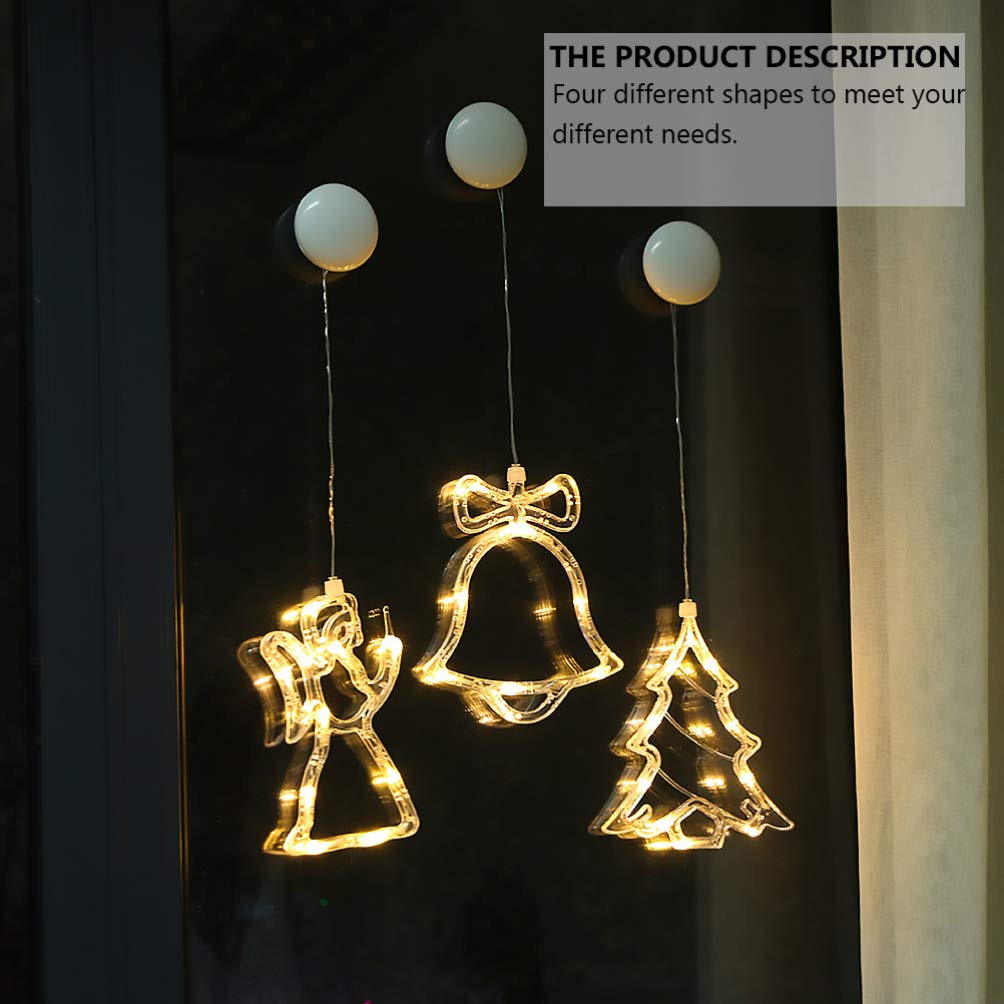 4-Pack Christmas Window Lights with Suction Cups - LED Copper Wire Hanging Lights for Xmas Tree Decor, Indoor/Outdoor Wall Sconce - Perfect for Holiday Home Decor, Bedroom, Living Room & Party Lighting