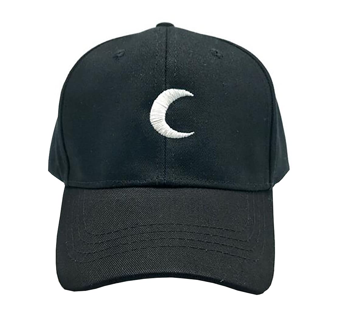 Furtony Adjustable Cotton Baseball Cap with Moon Pattern Embroidery - Stylish Hip-Hop Hat for Men & Women - Perfect for Streetwear, Outdoor Activities and Fashion Accessories