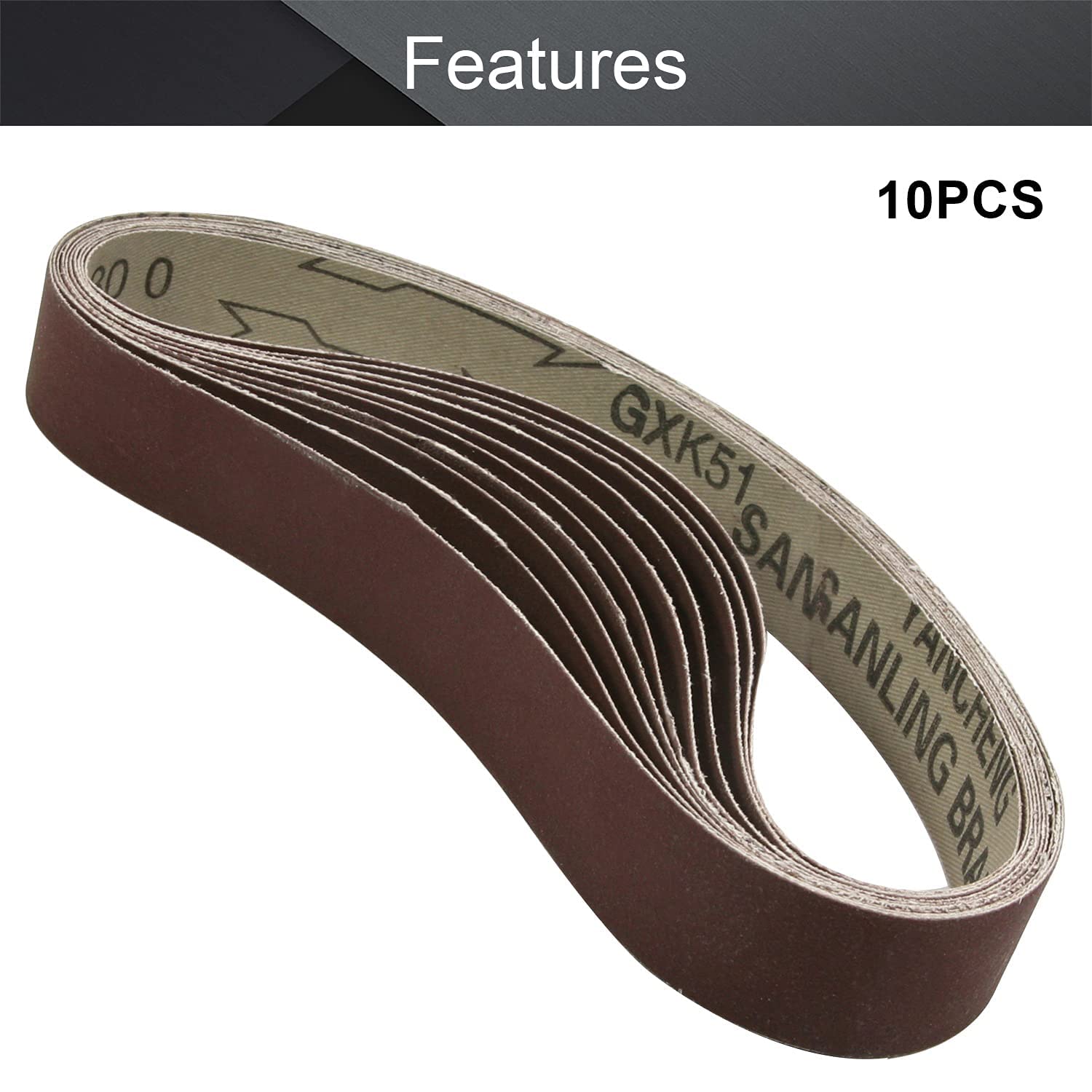 Utoolmart 1.2x21 Inch 800 Grit Aluminum Oxide Sanding Belt - 10 Pack for Wood Finishing, Metal Polishing & Drywall Sanding | Compatible with Portable Belt Sanders, Sharpening & DIY Projects