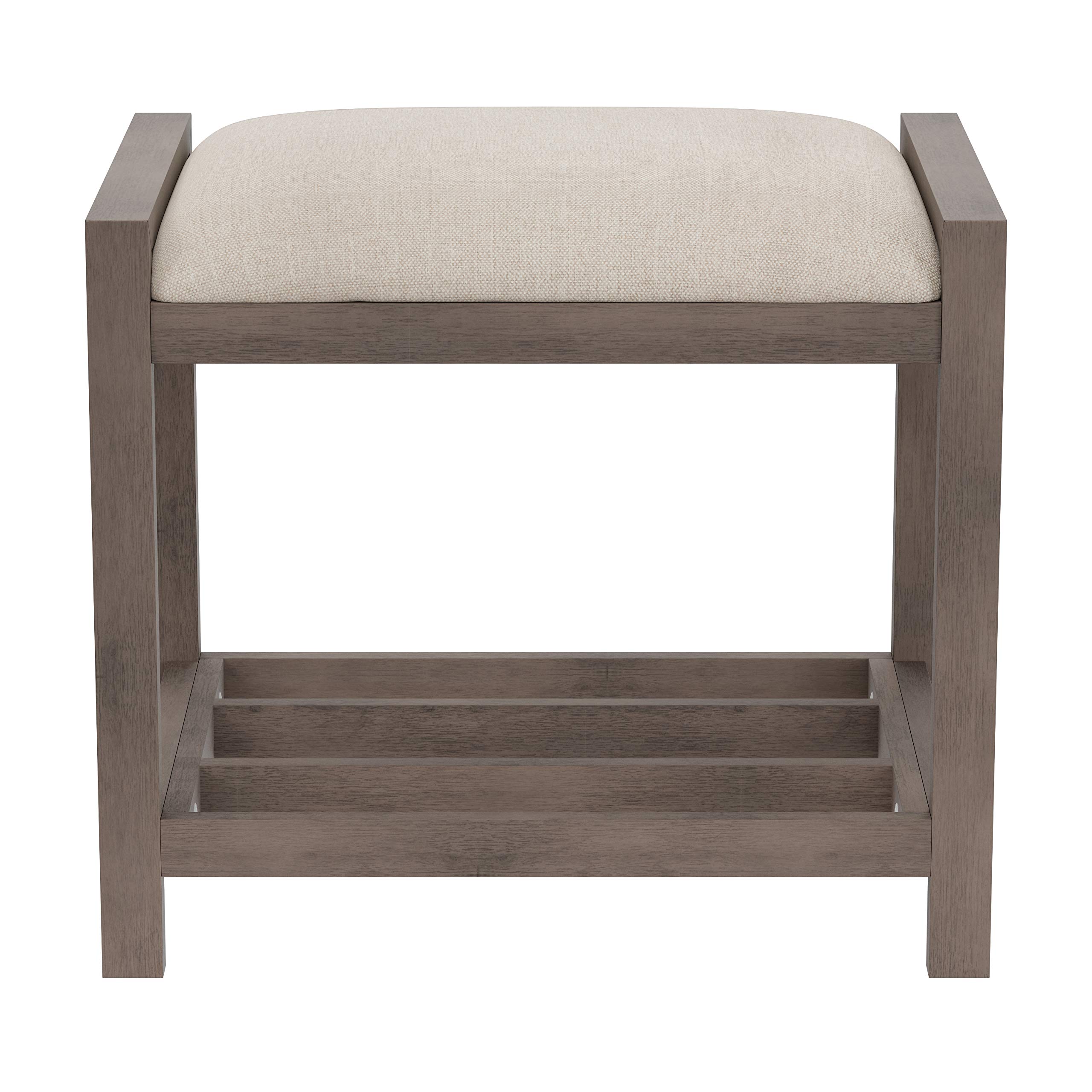 Hillsdale Furniture Amelia Vanity Stool in Antique Gray - Elegant Dressing Table Stool for Bedroom Makeup & Vanity Area, Perfect for Home Decor and Bridal Dressing Room
