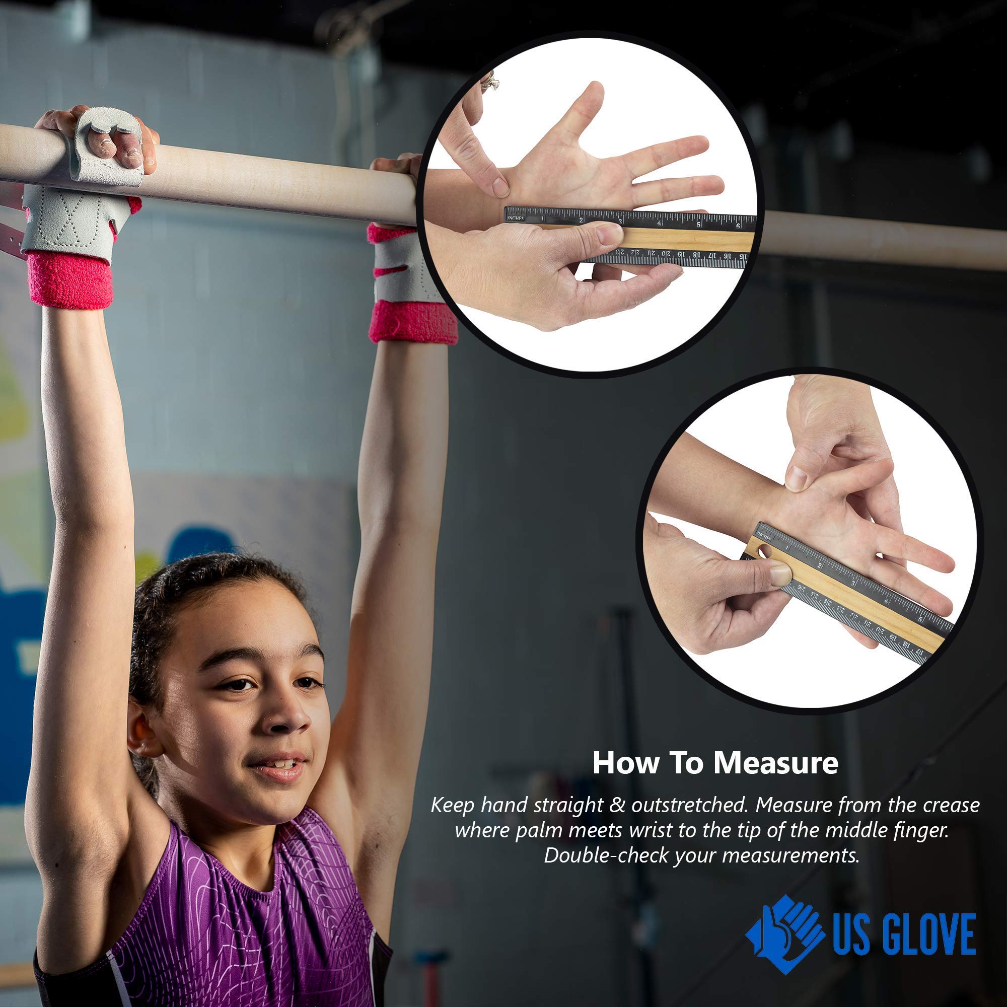 Premium Women's Uneven Bar Gymnastics Grips - USA-Made Leather Hook & Loop Grip for Training & Competition (Size 00 - 5 3/8