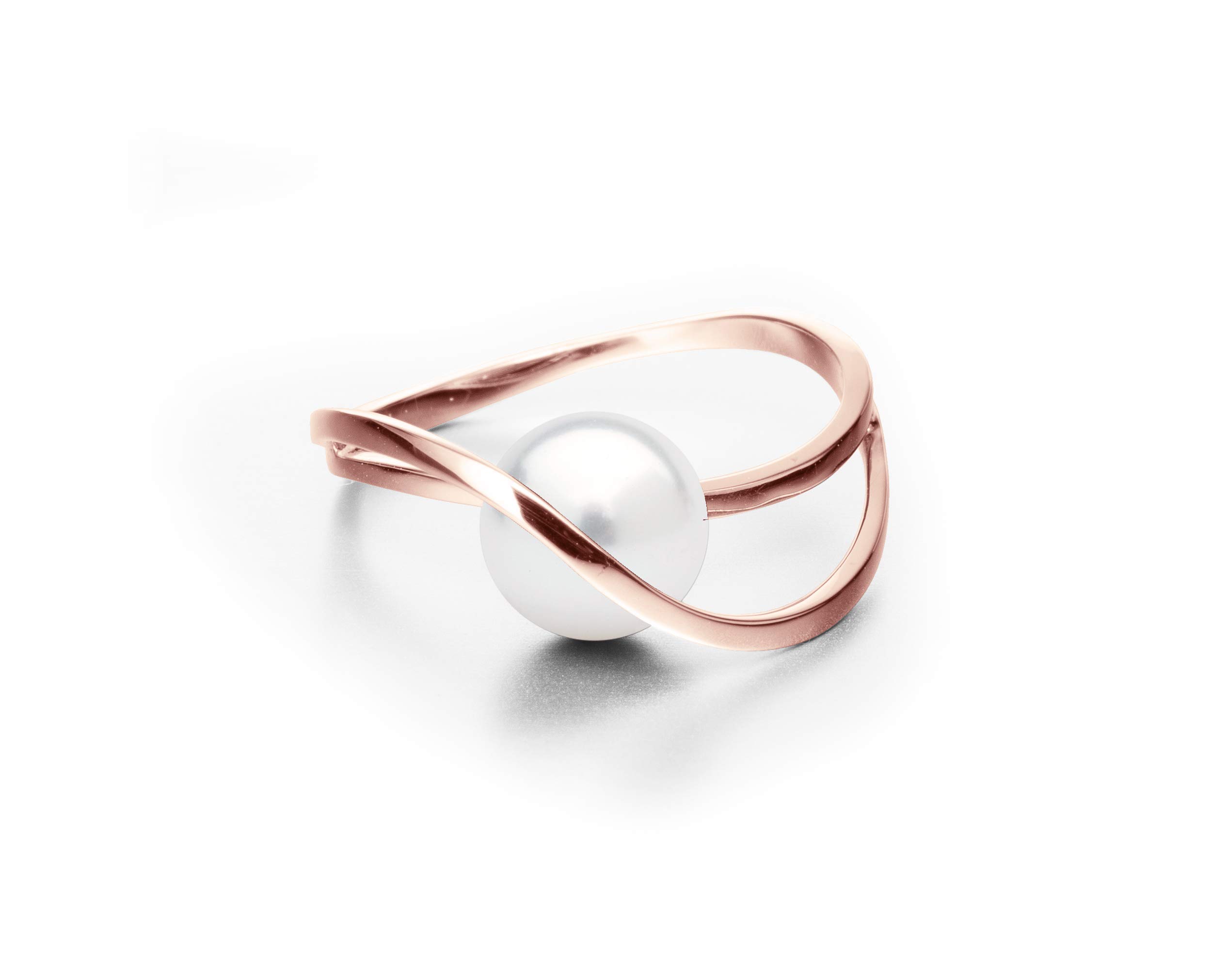 Majade Pearl Engagement Ring - 14K Rose Gold Solitaire June Birthstone Wedding Band | Handmade Minimalist Non-Diamond Promise Ring for Brides, Anniversaries & Special Occasions