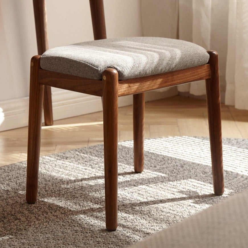 Premium Black Walnut Solid Wood Square Makeup Stool - Durable Vanity Seat with Storage for Bedroom, Bathroom & Dressing Room - Natural Wooden Stool for Makeup Table, Vanity Desk & Dressing Area