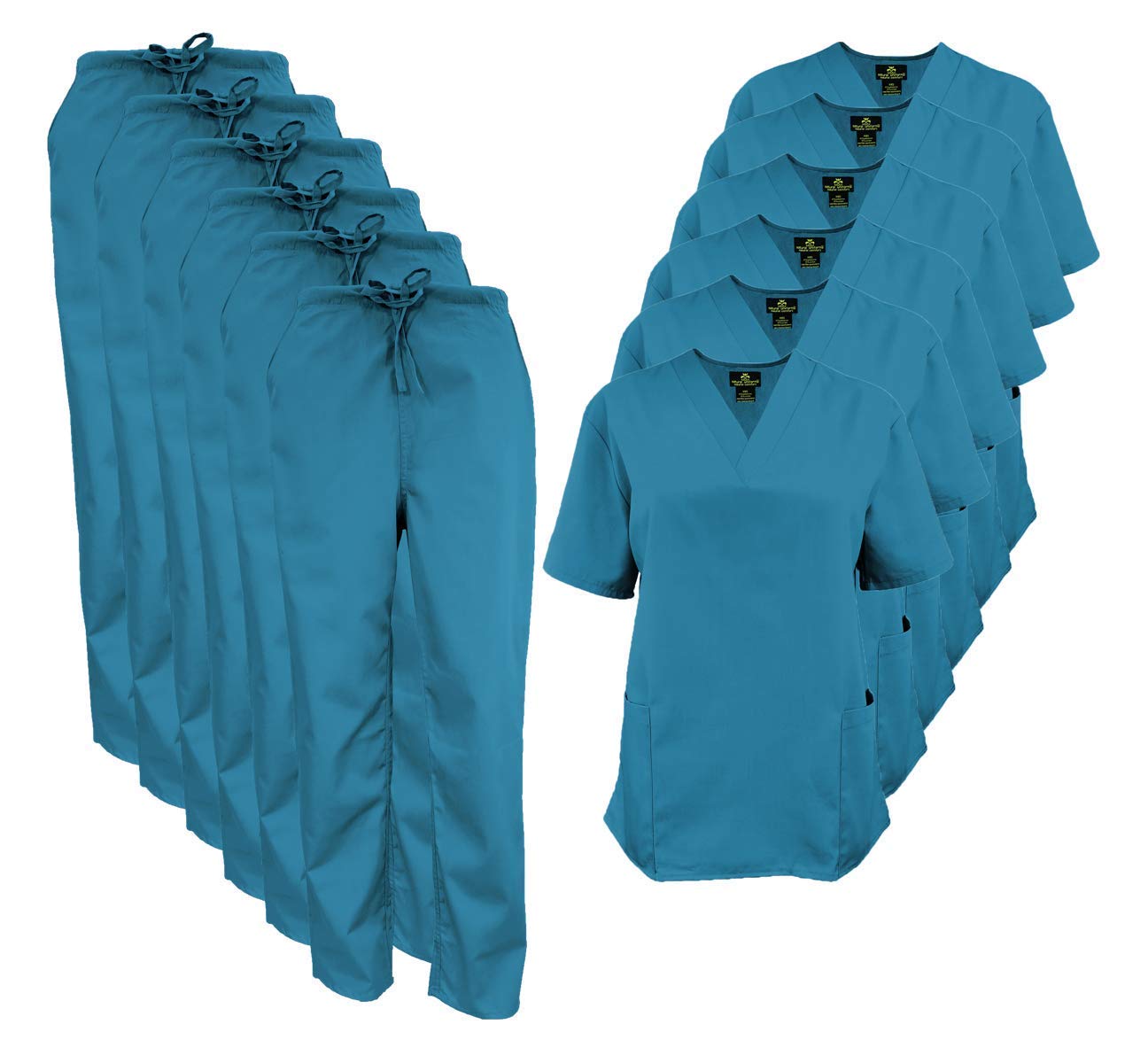 Premium Women's Medical Scrub Set - 6-Pack Comfortable Nursing Uniforms with V-Neck Top & Elastic Waist Pants for Healthcare Professionals - Perfect for Hospitals, Clinics & Long Shifts