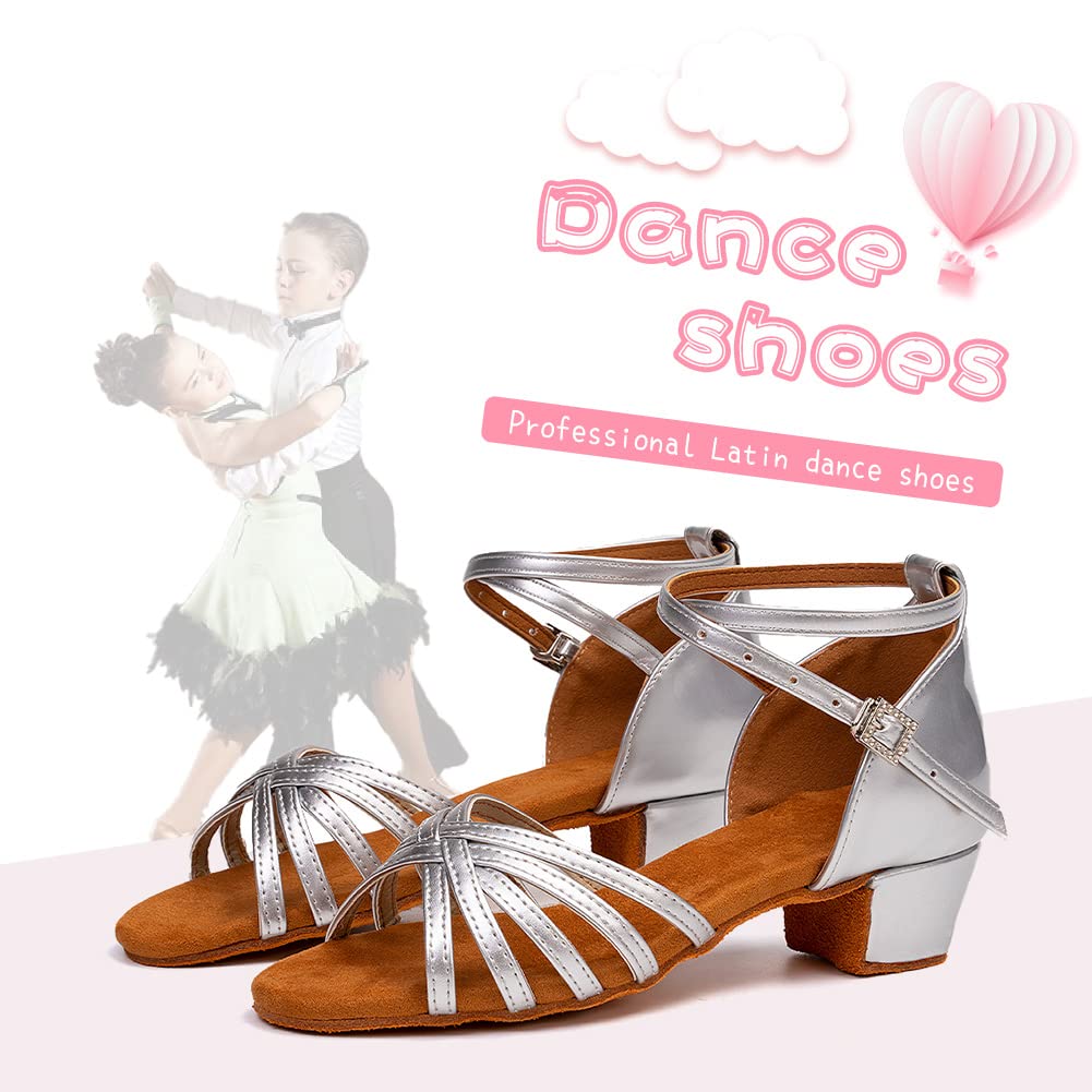Hipposeus Girls Latin Dance Shoes - Low Heel Satin Ballroom & Salsa Shoes for Practice & Performance (2023 Model) | Perfect for Dance Competitions, Recitals & Studio Classes