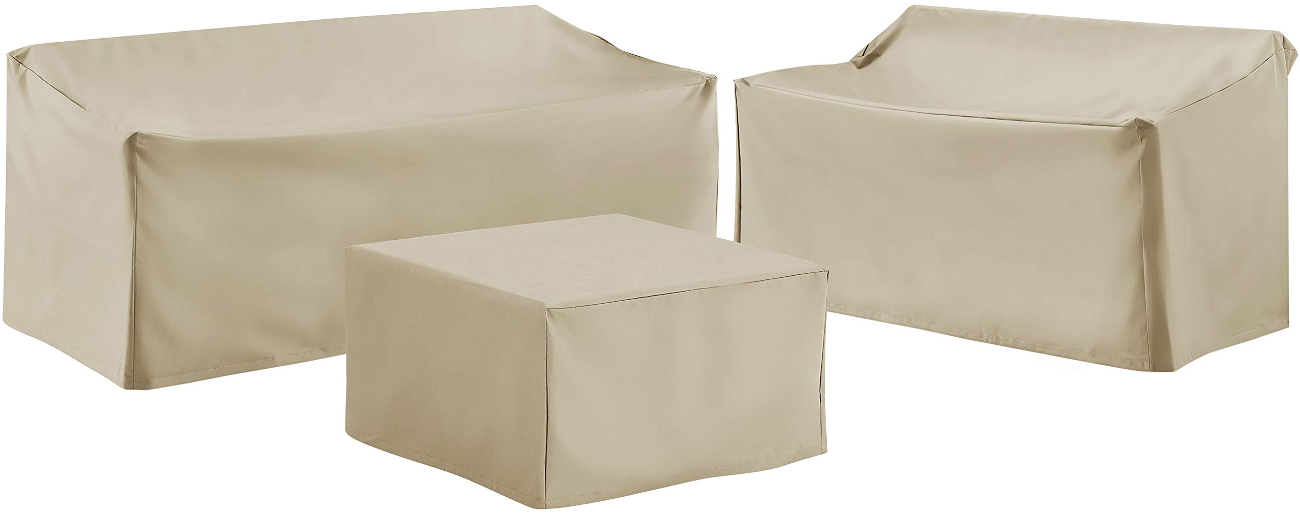 Crosley Waterproof 3-Piece Patio Furniture Cover Set for Outdoor Sectional Sofa - All-Weather Protection for Garden, Deck & Backyard Furniture (Tan)