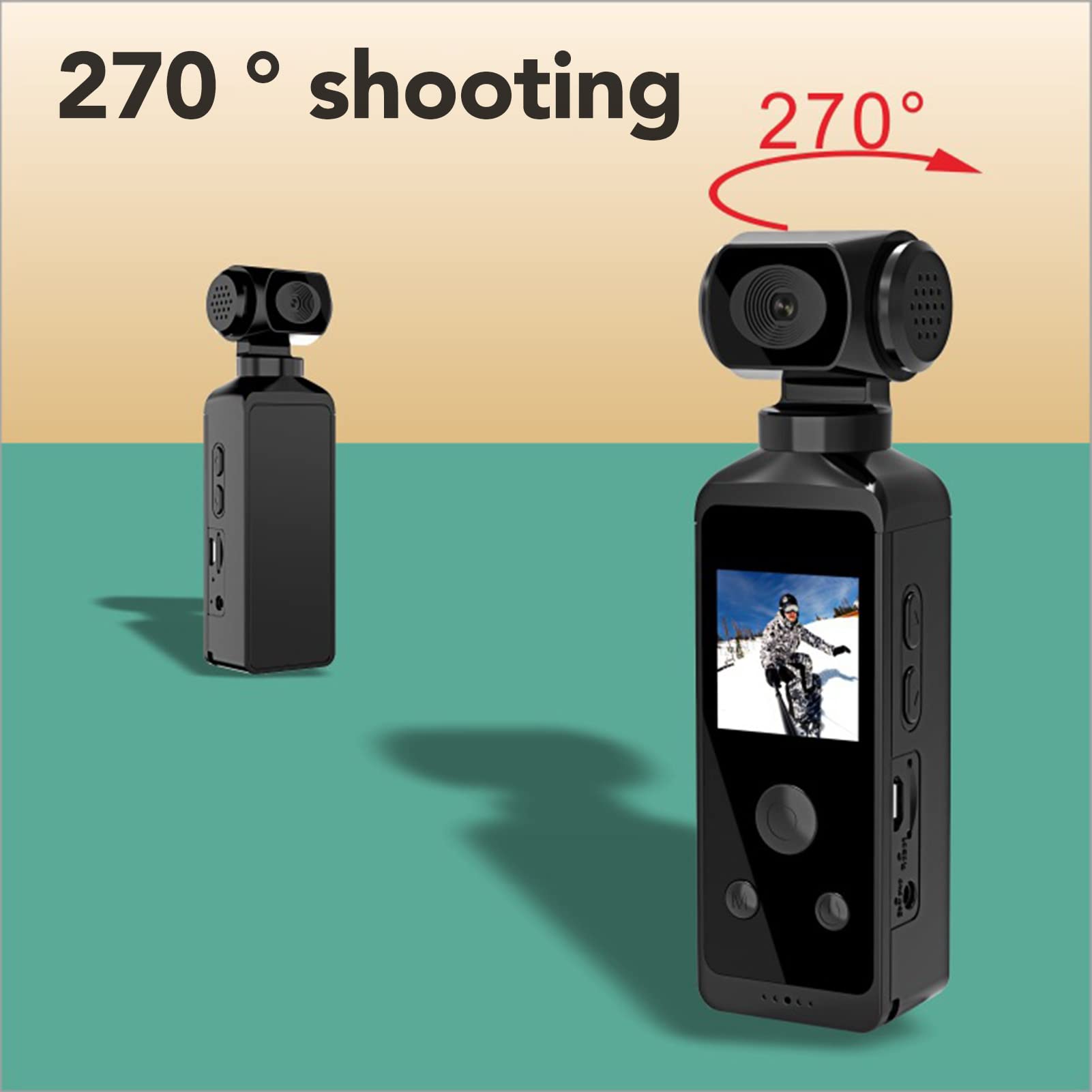 4K HD Waterproof Underwater Camera - 30m Depth, 270° Rotatable Connection, Compact Action Camera for Diving, Surfing, Snorkeling, Hiking & Outdoor Adventures