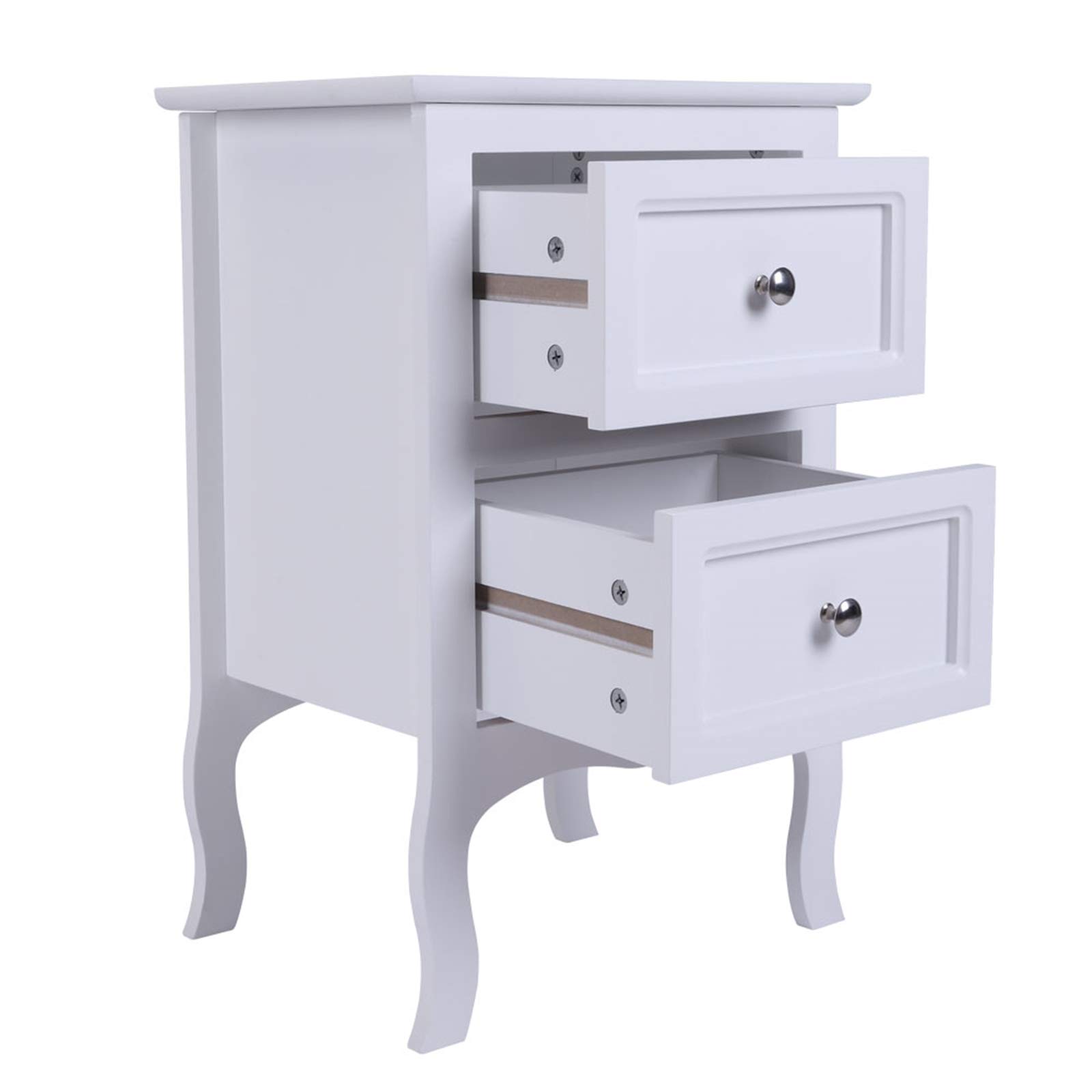 Henf Set of 2 Wooden Nightstands with Drawers - Sturdy Bedside Tables for Bedroom, White | Modern End Tables with Solid Structure & Stable Frame | Perfect for Bedroom, Living Room & Office Use