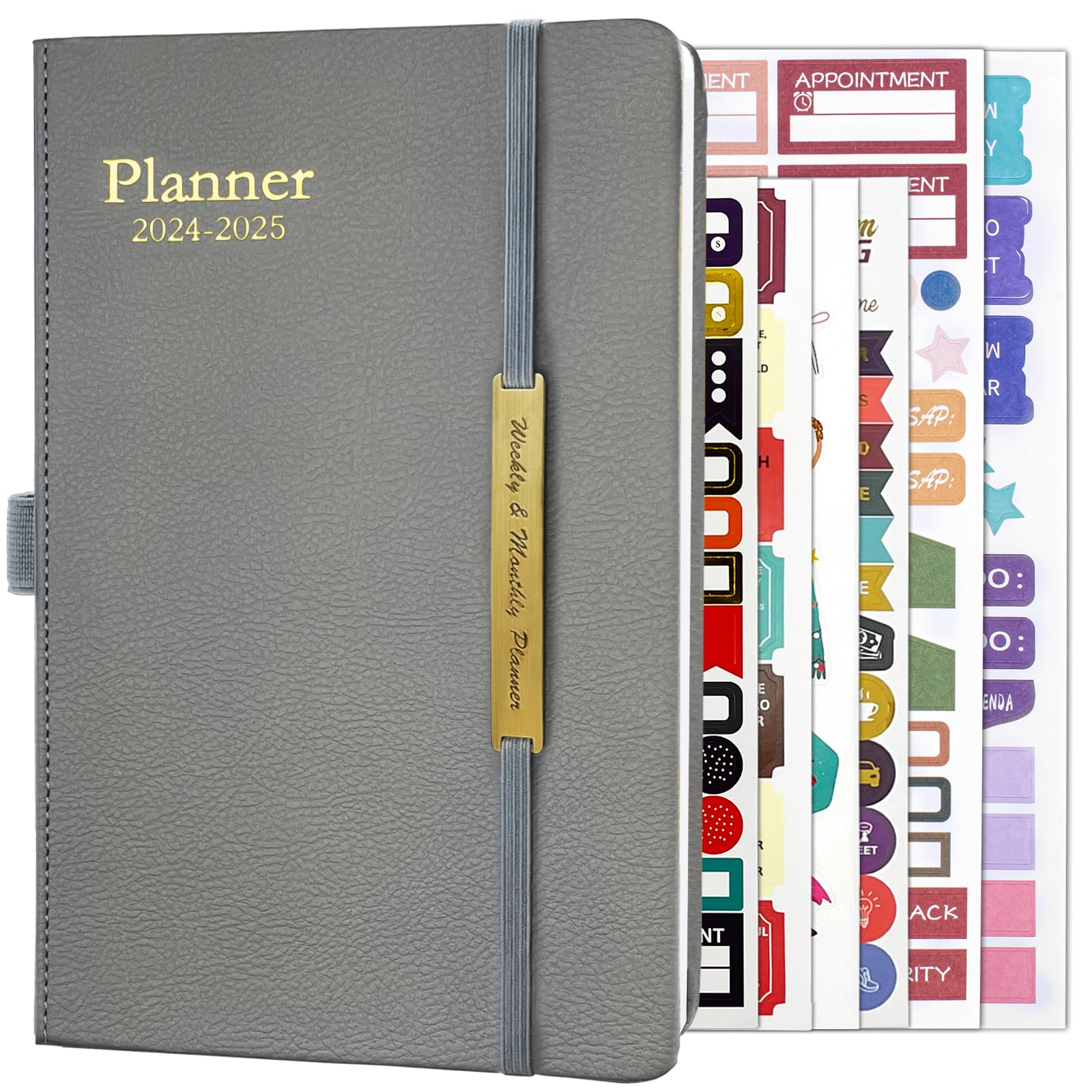 2024-2025 Leather Planner - 18 Month Weekly & Monthly Academic Calendar Book (Jan 2024-Jun 2025) - Teacher Planner, Daily Agenda & Appointment Organizer - 5.7