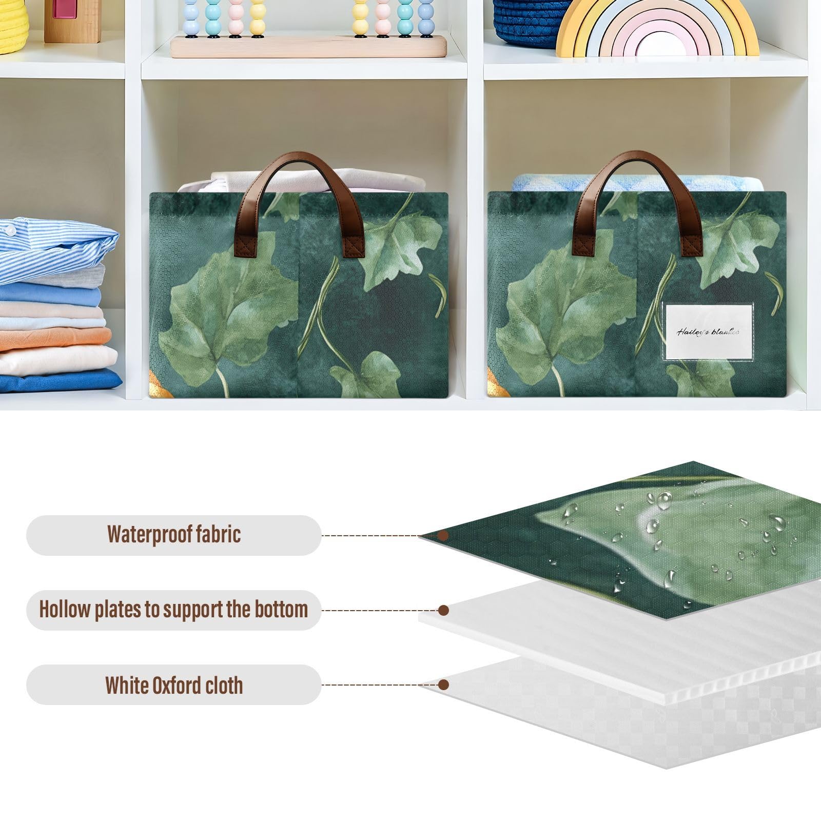 Foldable Metal Frame Storage Bins - Green Pumpkin Organizer for Home & Office