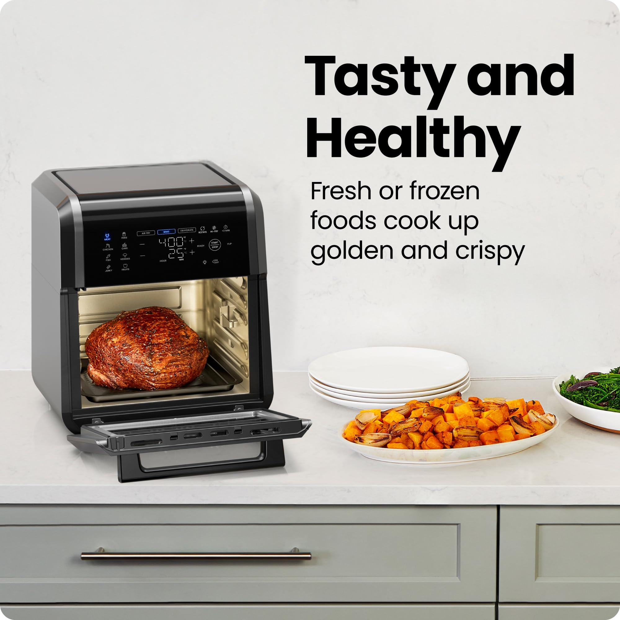 Chefman 12-Quart 6-in-1 Air Fryer Oven with Digital Timer & Touchscreen - Large Family Size Countertop Convection Oven, 12 Presets, Dishwasher-Safe Parts - Perfect for Healthy Cooking, Meal Prep & Family Gatherings