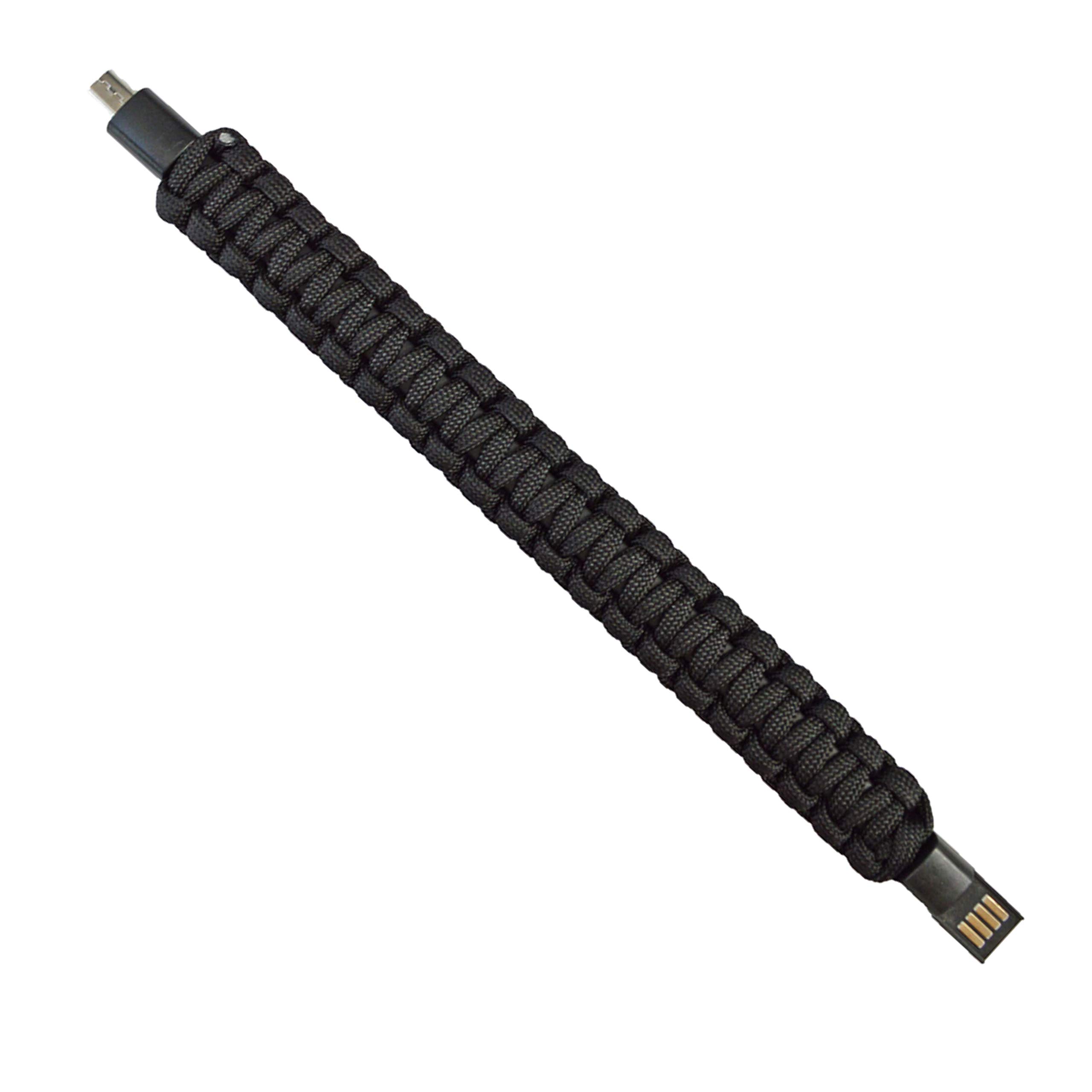 ParaCharge Handmade 550 Paracord USB Charging Cable for Android - Durable & Tangle-Free (Black) - Perfect for Outdoor Adventures, Camping & Emergency Preparedness