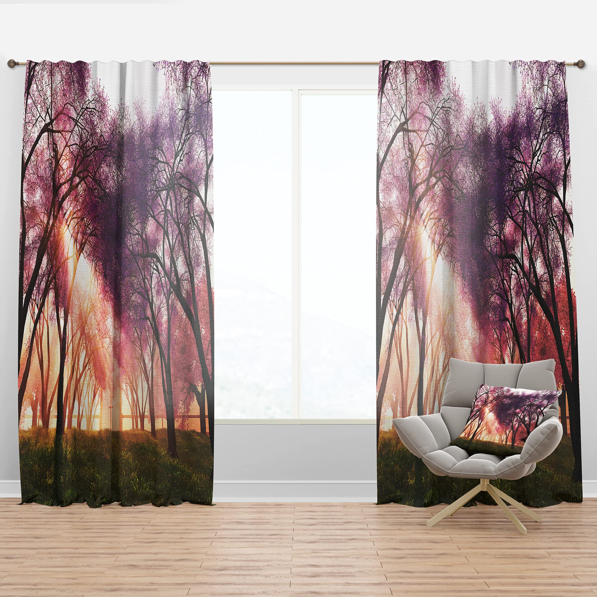 DesignQ Thermal Insulated Cherry Blossom Japanese Garden Curtains - Single Panel 52x63 Inches - Elegant Window Drapes for Bedroom & Living Room - Perfect for Home Decor & Privacy