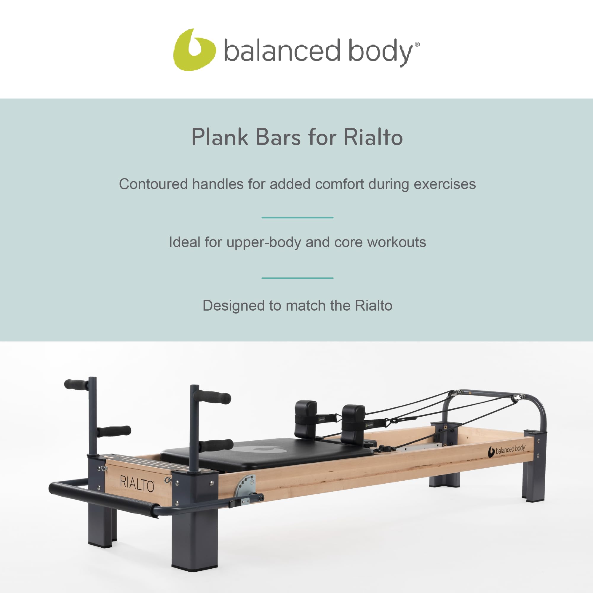 Balanced Body Rialto Plank Bars for Pilates Reformer - Home & Studio Workout Equipment for Core Strength & Stability Training | Perfect for Pilates Classes, Home Gym, and Professional Studios