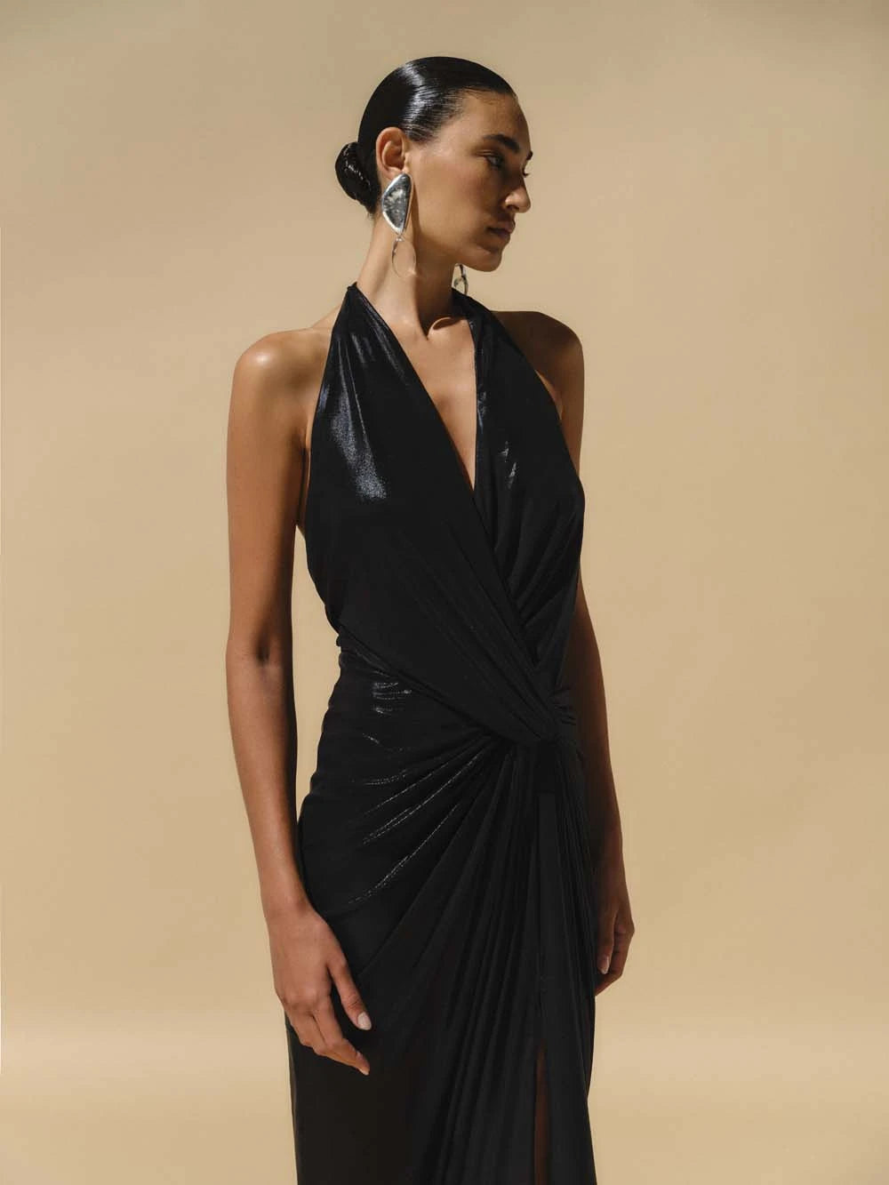 Liz Women's Maxi Dress Black - Elegant Long Sleeve Flowy Summer Dress for Beach, Party & Casual Wear