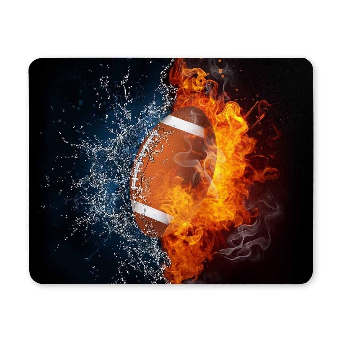 Advanced Lock Edge Gaming Mouse Pad - Non-Slip Rubber Base with Football Ball Design for PC, Laptop, Office & Esports | Water & Fire Themed Rectangle Mousepad for Gamers & Professionals