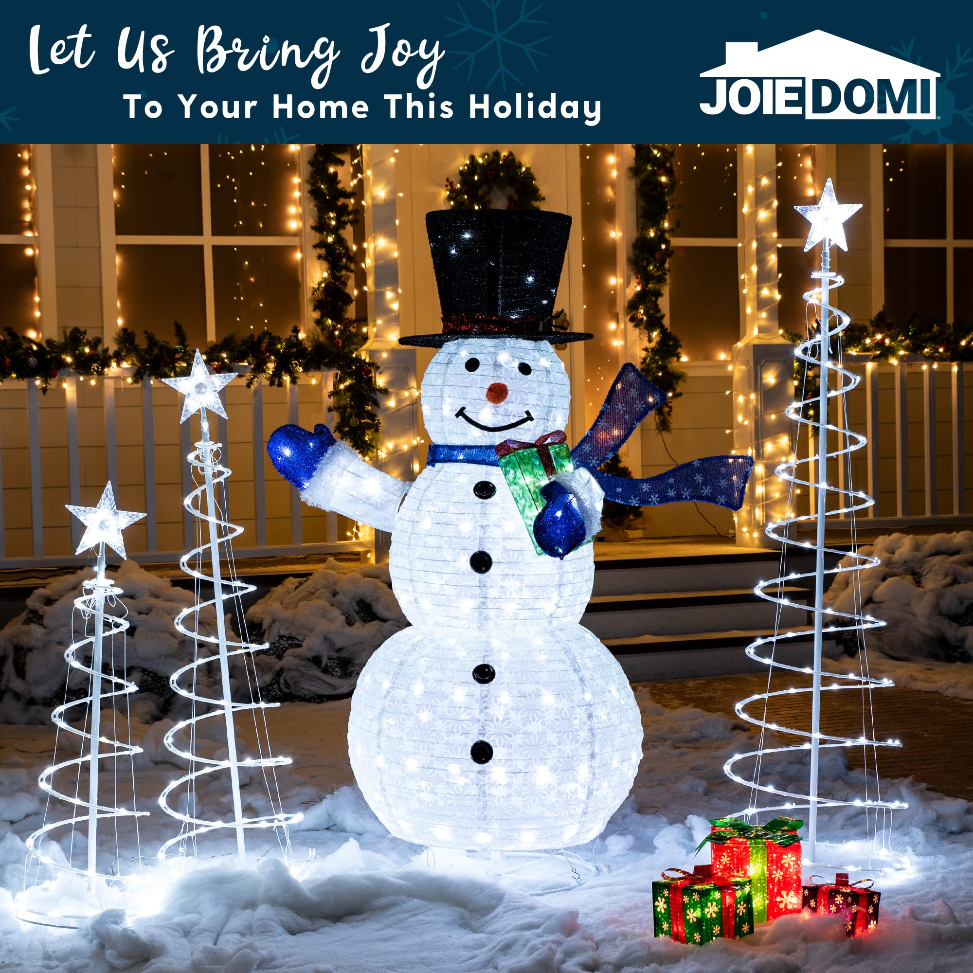 Joiedomi 150 LED Lighted Snowman Christmas Outdoor Decoration - Collapsible Holiday Yard Decor with Blue Scarf for Garden, Lawn & Backyard | Perfect for Xmas Party, Front Porch & Festive Seasonal Displays