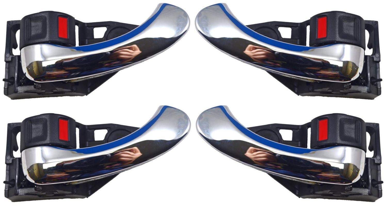 PT Auto Warehouse TO-2181MA-QP - 4-Pack Black & Chrome Interior Door Handles for Cars - Front/Rear Left/Right Replacement - Perfect for DIY Auto Repair & Vehicle Maintenance