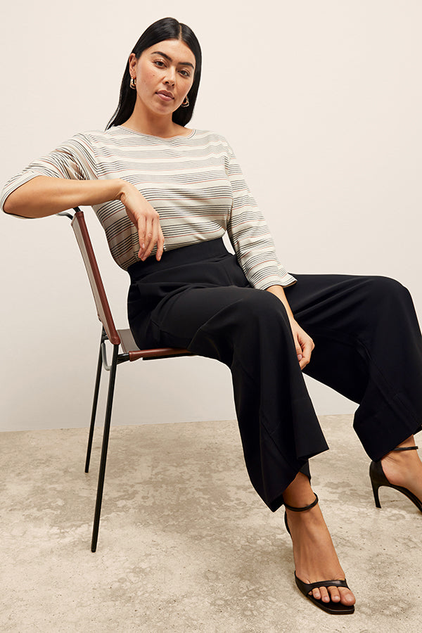 Elena Travel Culotte Pants - Everyday Crepe Fabric in Black | Comfortable Stretch Women's Trousers for Work, Travel & Casual Wear