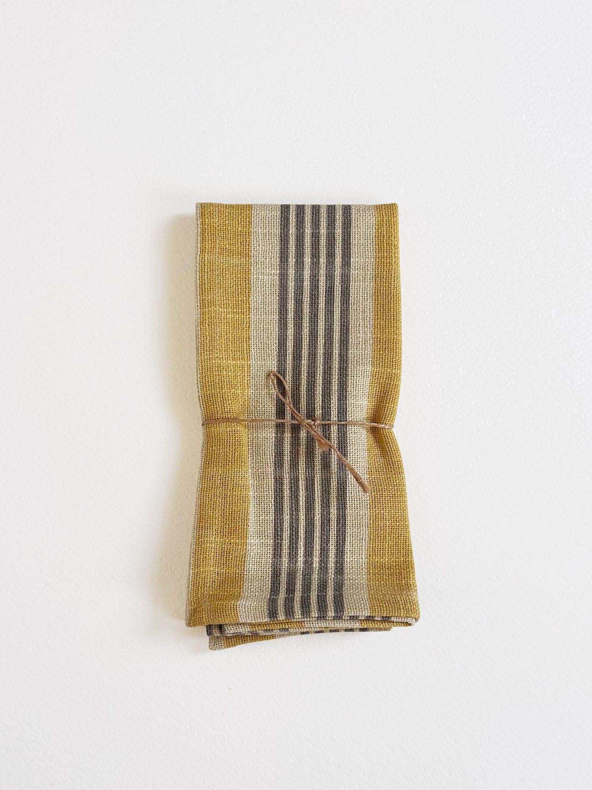 Jaipur Stripe Cotton Napkins - Set of 4, Handmade Indian Yellow Table Linens for Dining, Parties & Home Decor