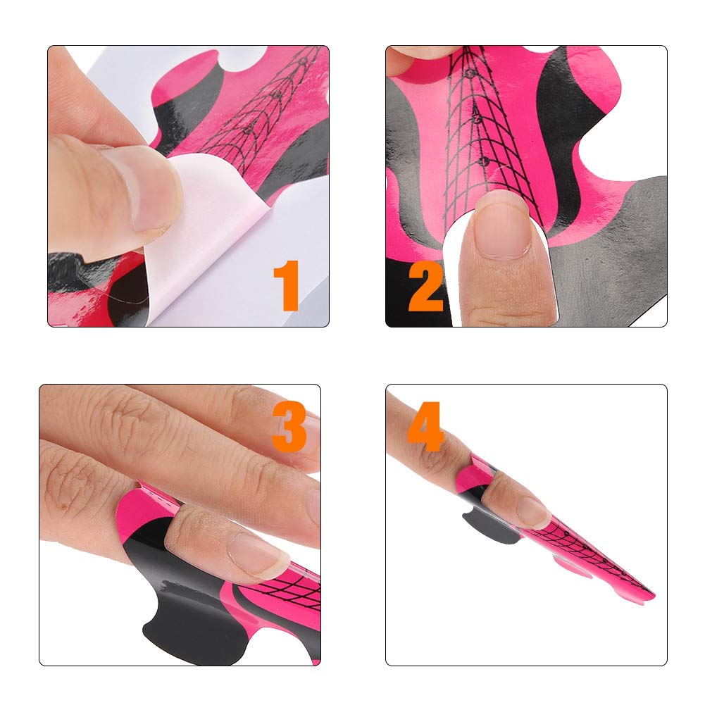 100pcs Nail Extension Forms for UV Gel & Acrylic Nails - Disposable Paper Nail Art Accessories for Salon & DIY Manicure at Home