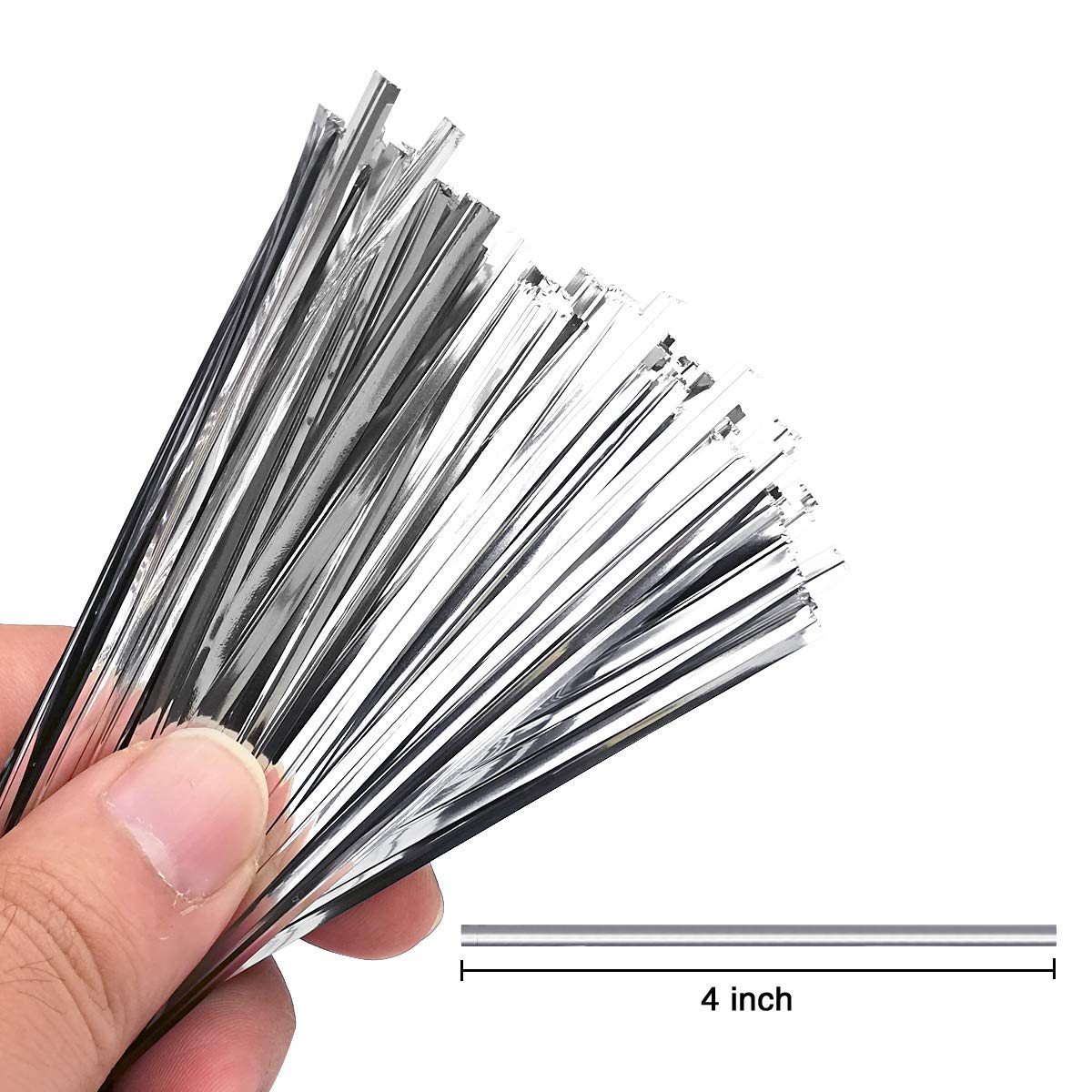 600PCS Silver Metallic Twist Ties - 4 Inch Reusable Plastic Cable Ties for Bread Bags, Candy Bags, Party Decorations, Cake Pops & Gift Wrapping - Perfect for Baking, Organizing & DIY Crafts